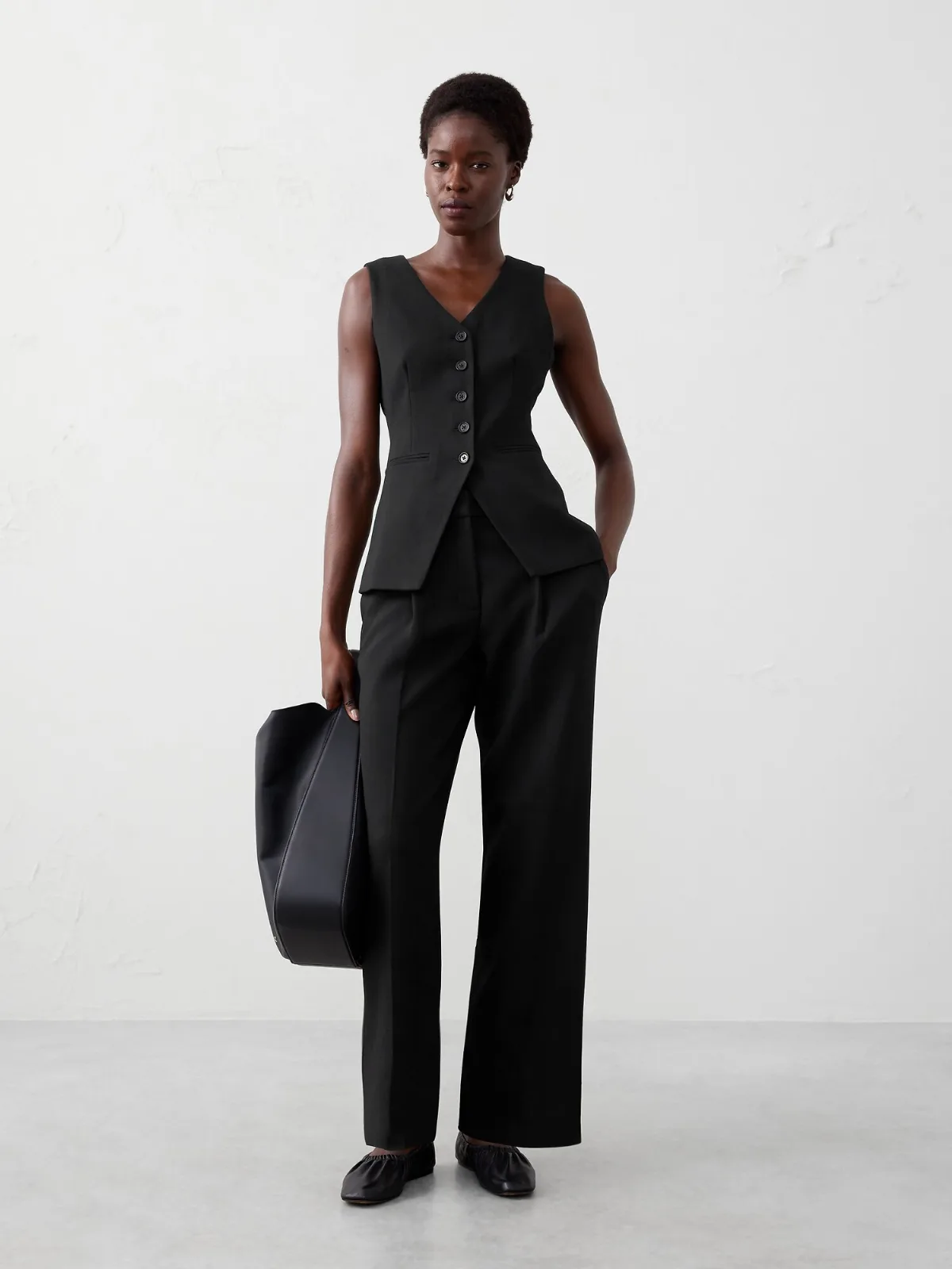 Straight High-Rise Double Weave Trouser by Banana Republic