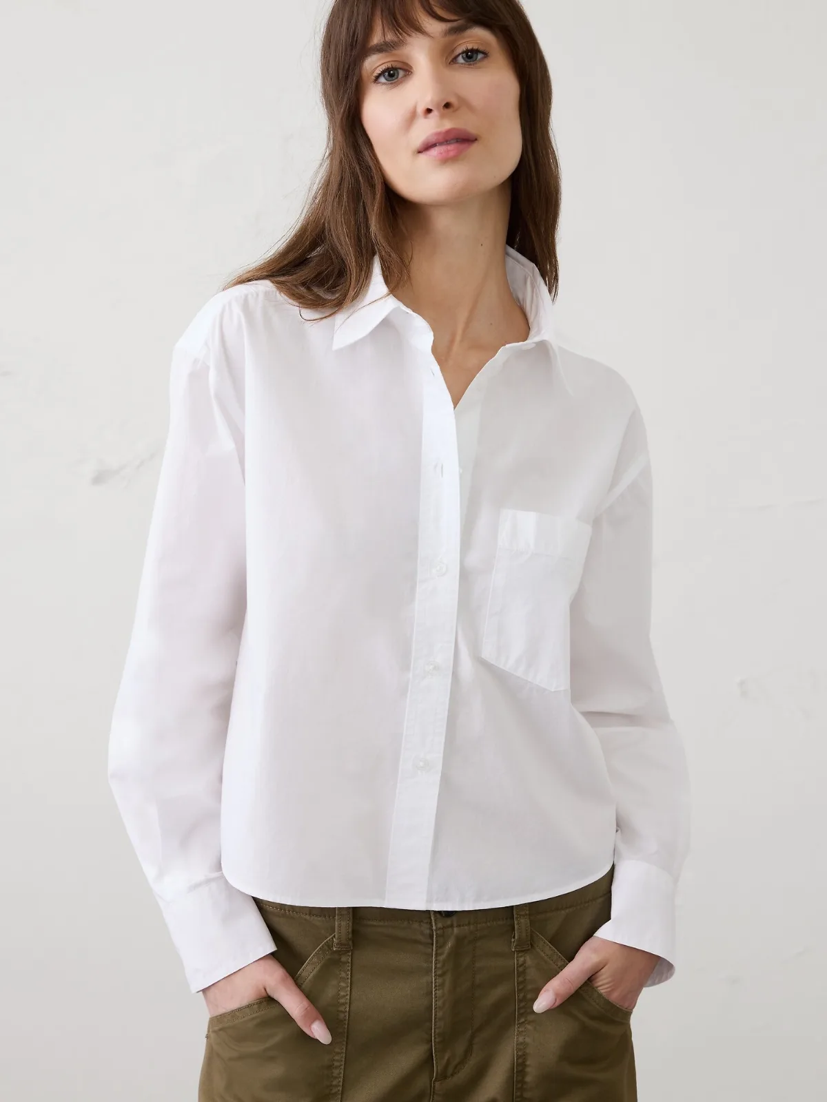 Cotton Cropped Shirt by Banana Republic