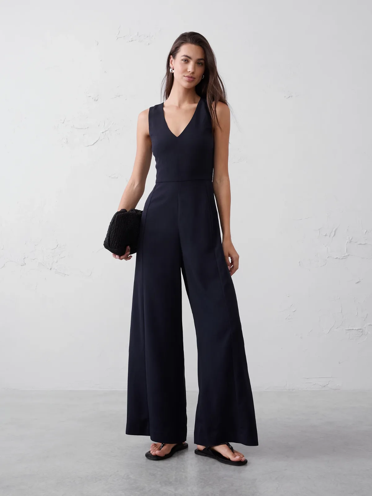 Crepe V-Neck Jumpsuit by Banana Republic
