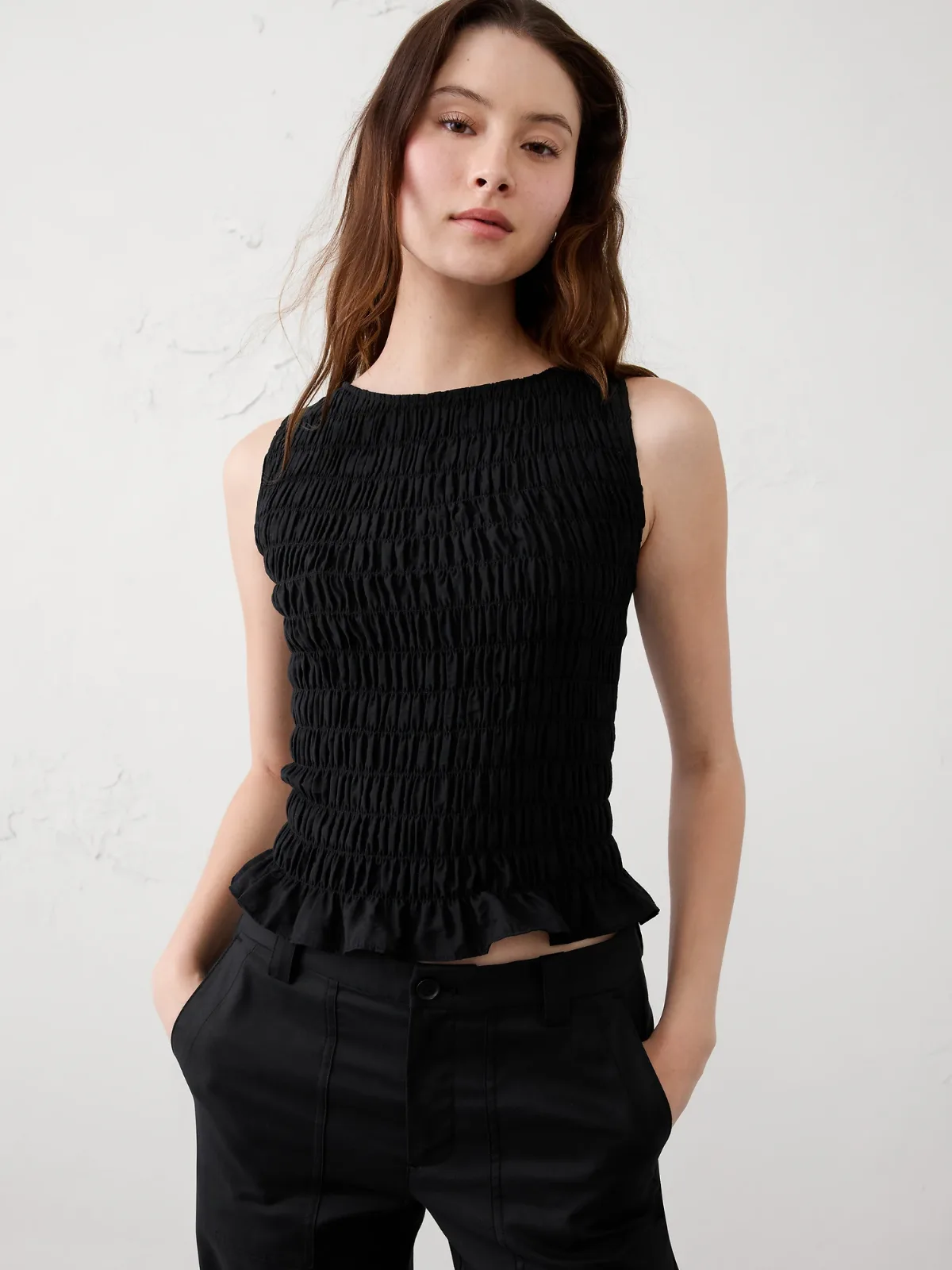 Boatneck Smocked Top by Banana Republic