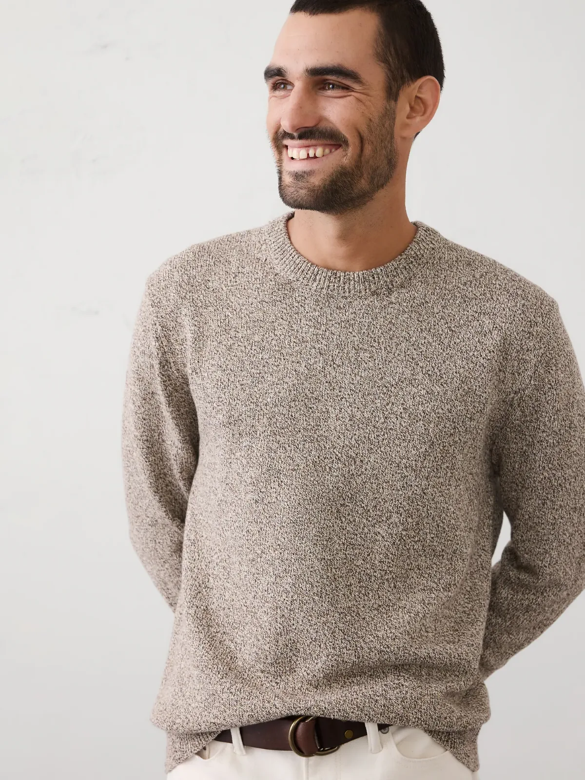 Marled Textured Crew-Neck Sweater