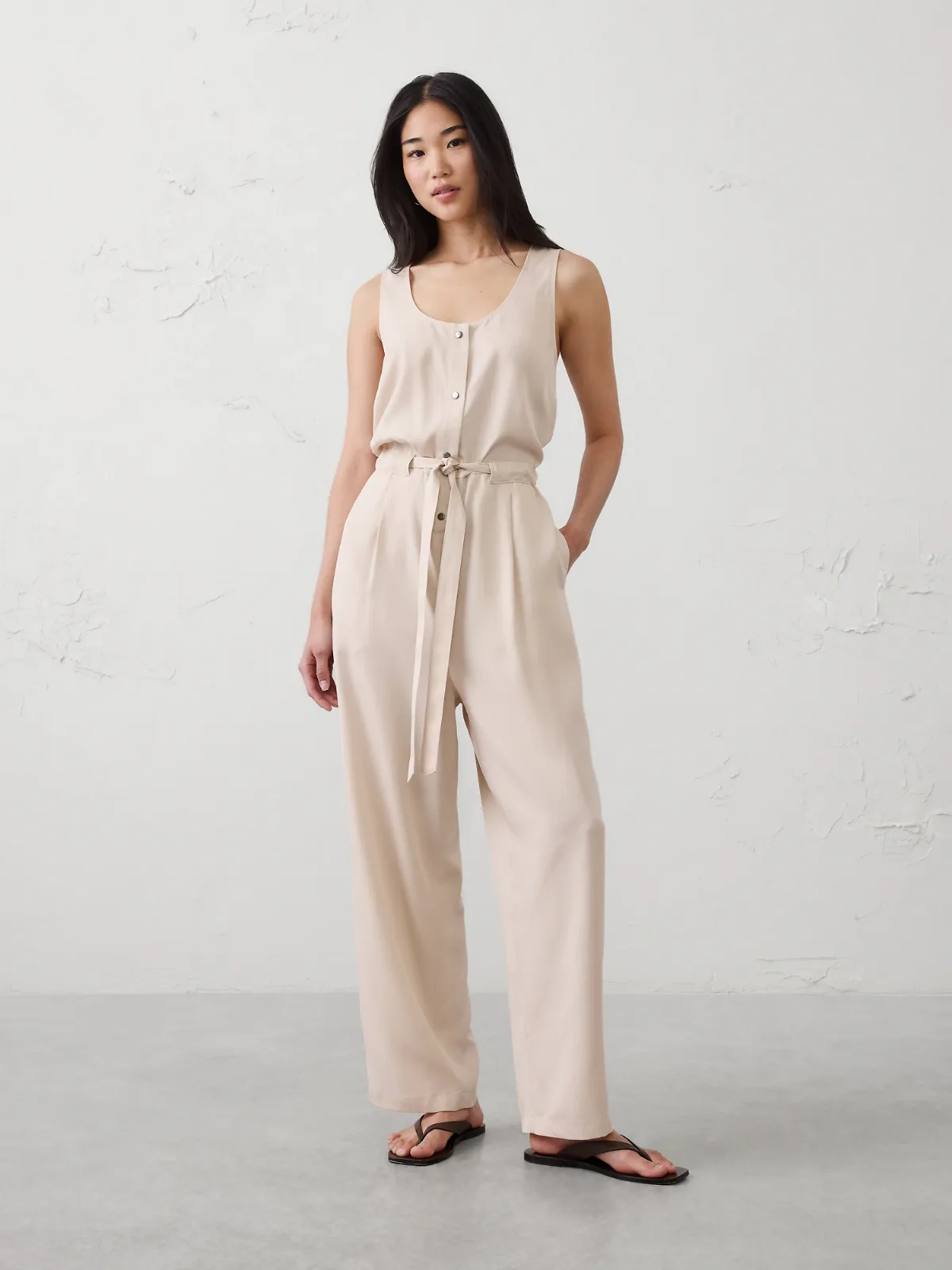 Tencel Cinch-Waist Jumpsuit