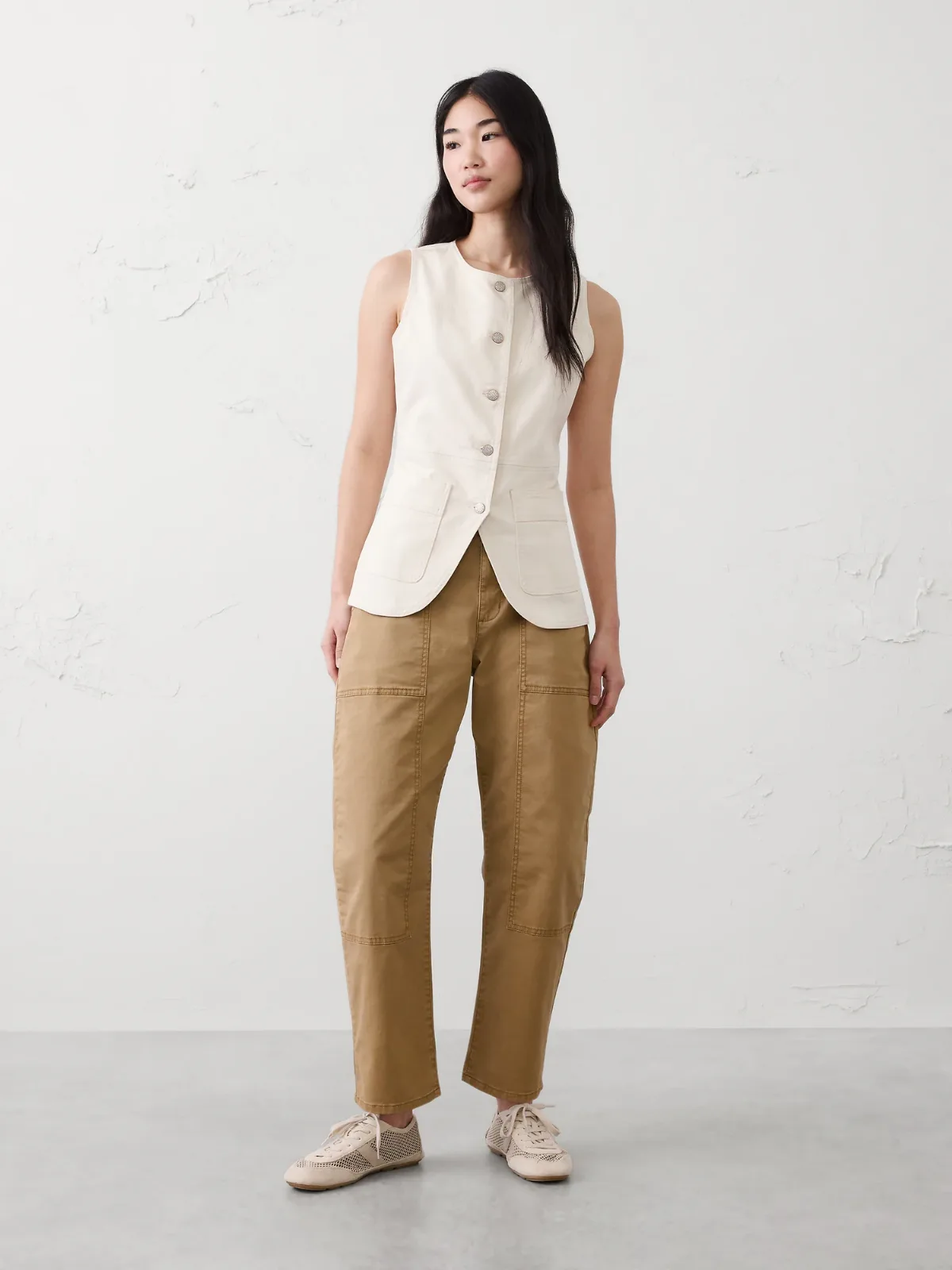 Barrel-Leg Mid-Rise Utility Pant by Banana Republic