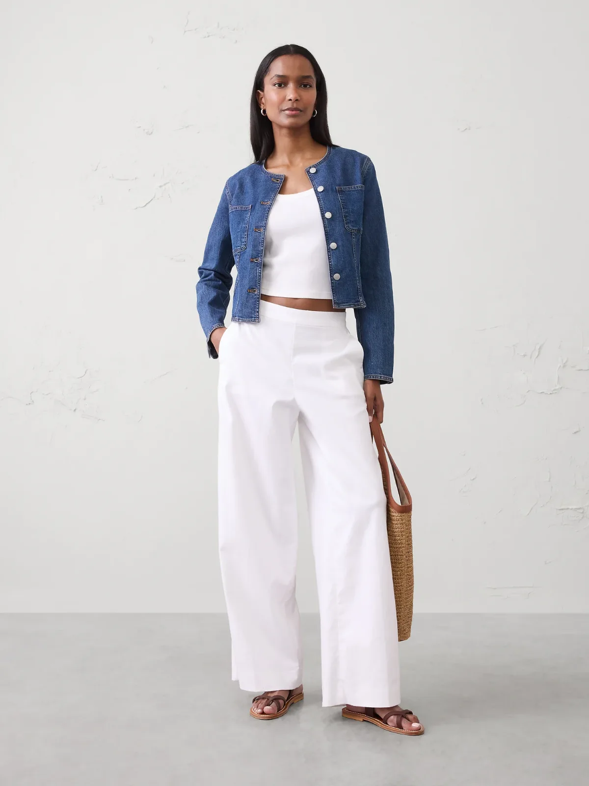 Denim Tailored Cropped Jacket by Banana Republic