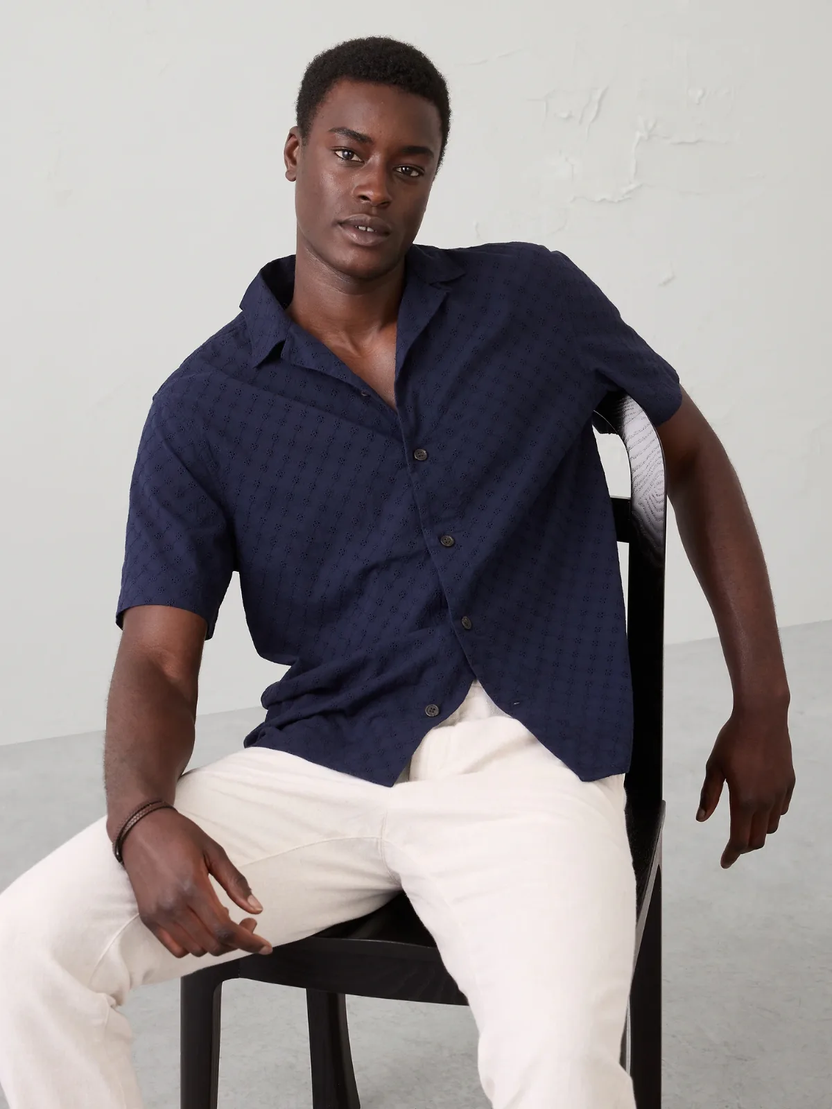 Standard-Fit Textured Resort Shirt by Banana Republic