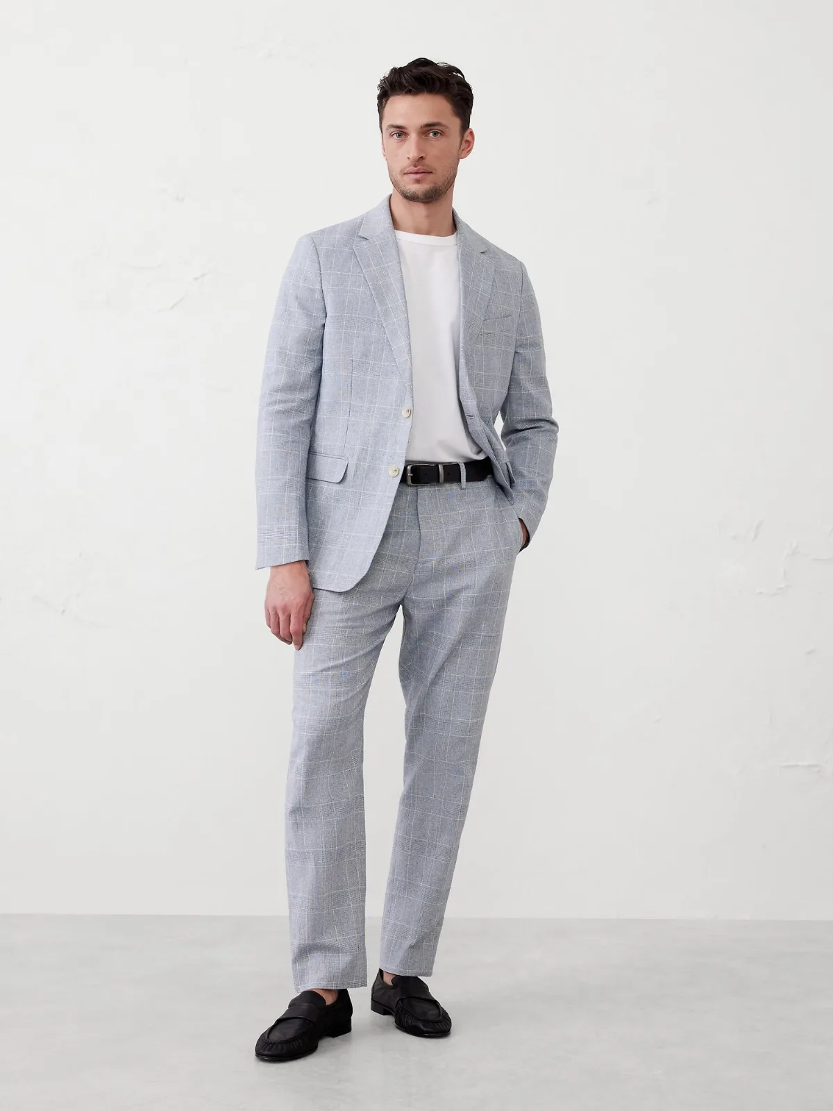 Linen-Blend Glen Plaid Suit Trouser by Banana Republic