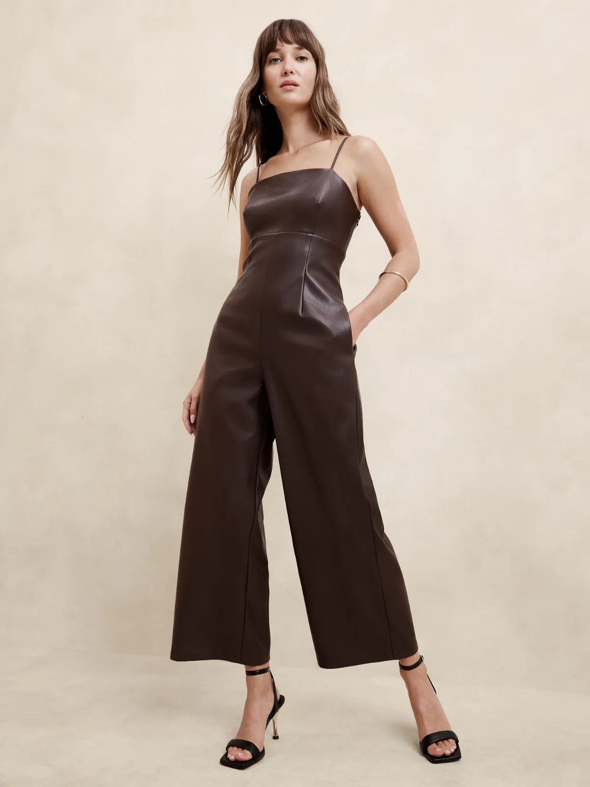 Vegan Leather Jumpsuit by Banana Republic