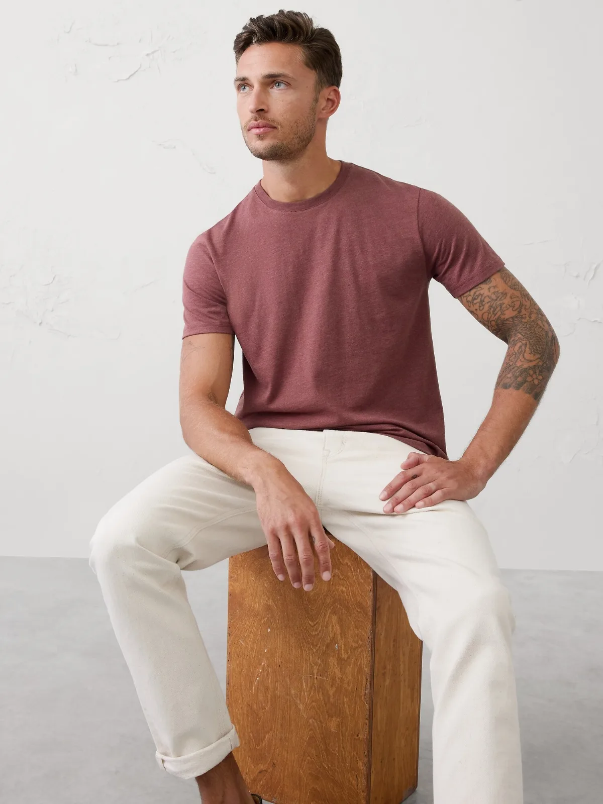 Standard-Fit Premium Wash Crew-Neck T-Shirt by Banana Republic