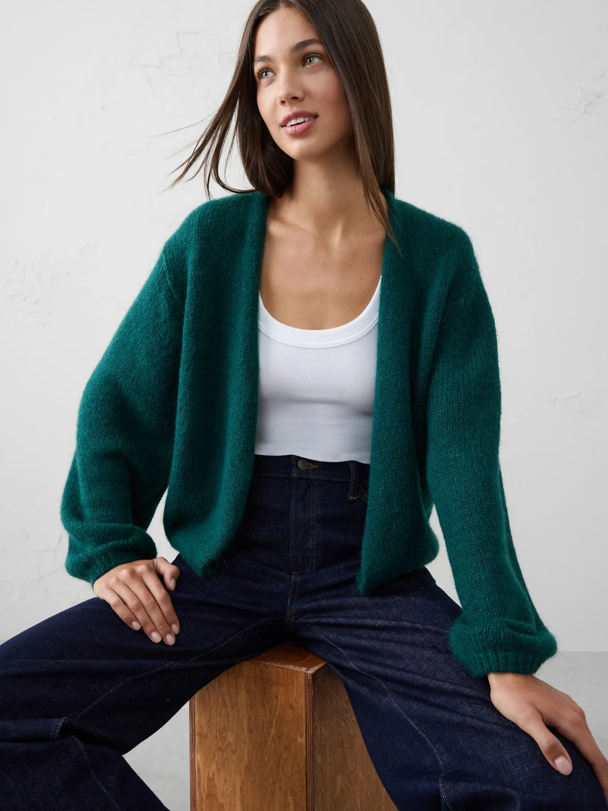 Brushed Cozy Open-Front Cardigan Sweater by Banana Republic