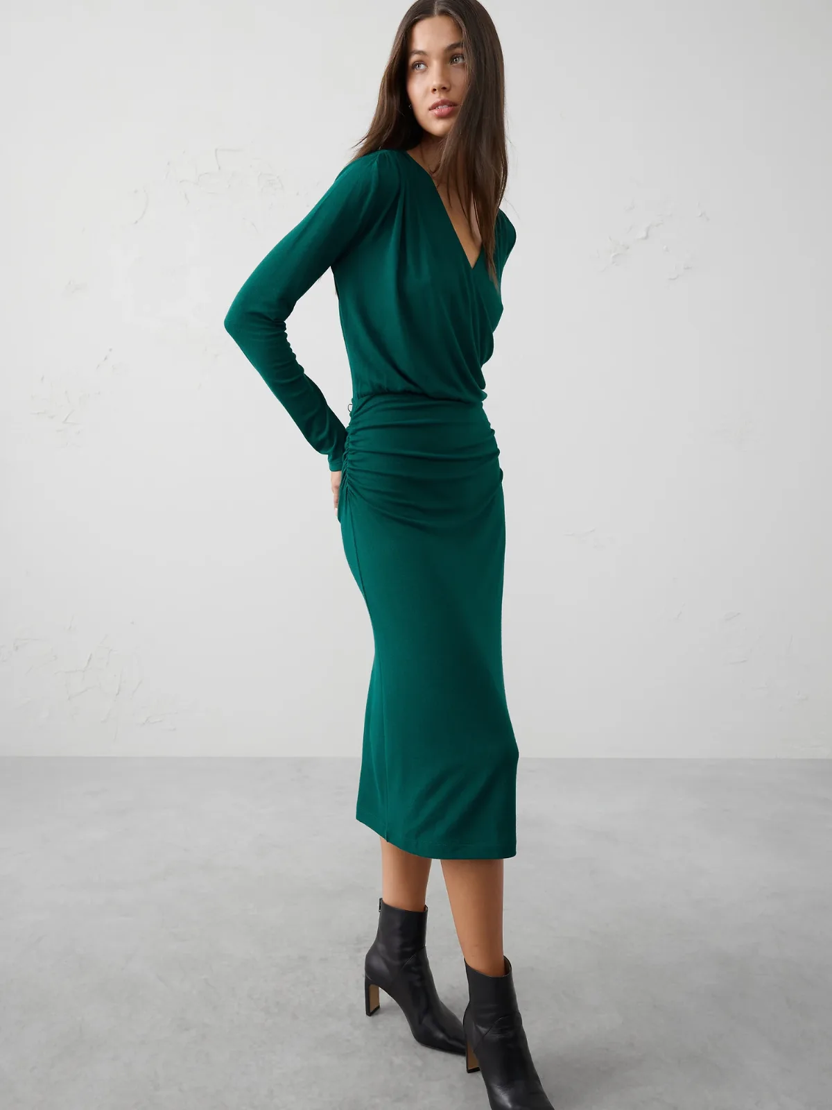 Soft Luxe Knit Wrap Midi Dress