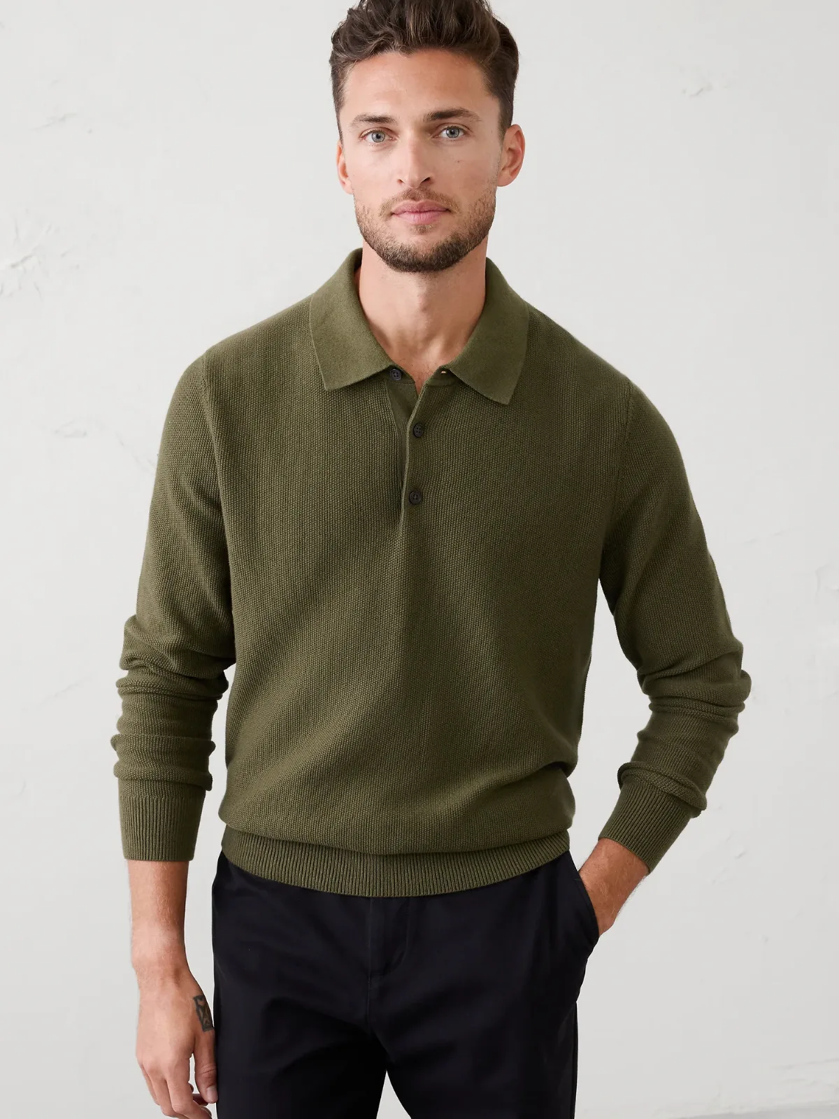 Seed Stitch Sweater Polo by Banana Republic