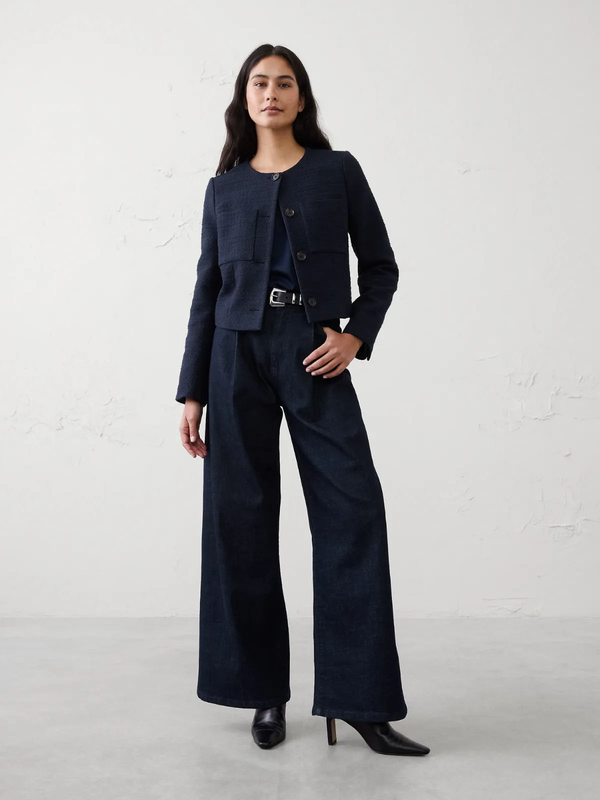 Collarless Suit Jacket by Banana Republic