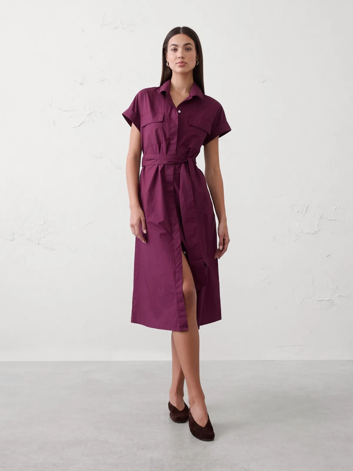 Poplin Utility Midi Shirtdress