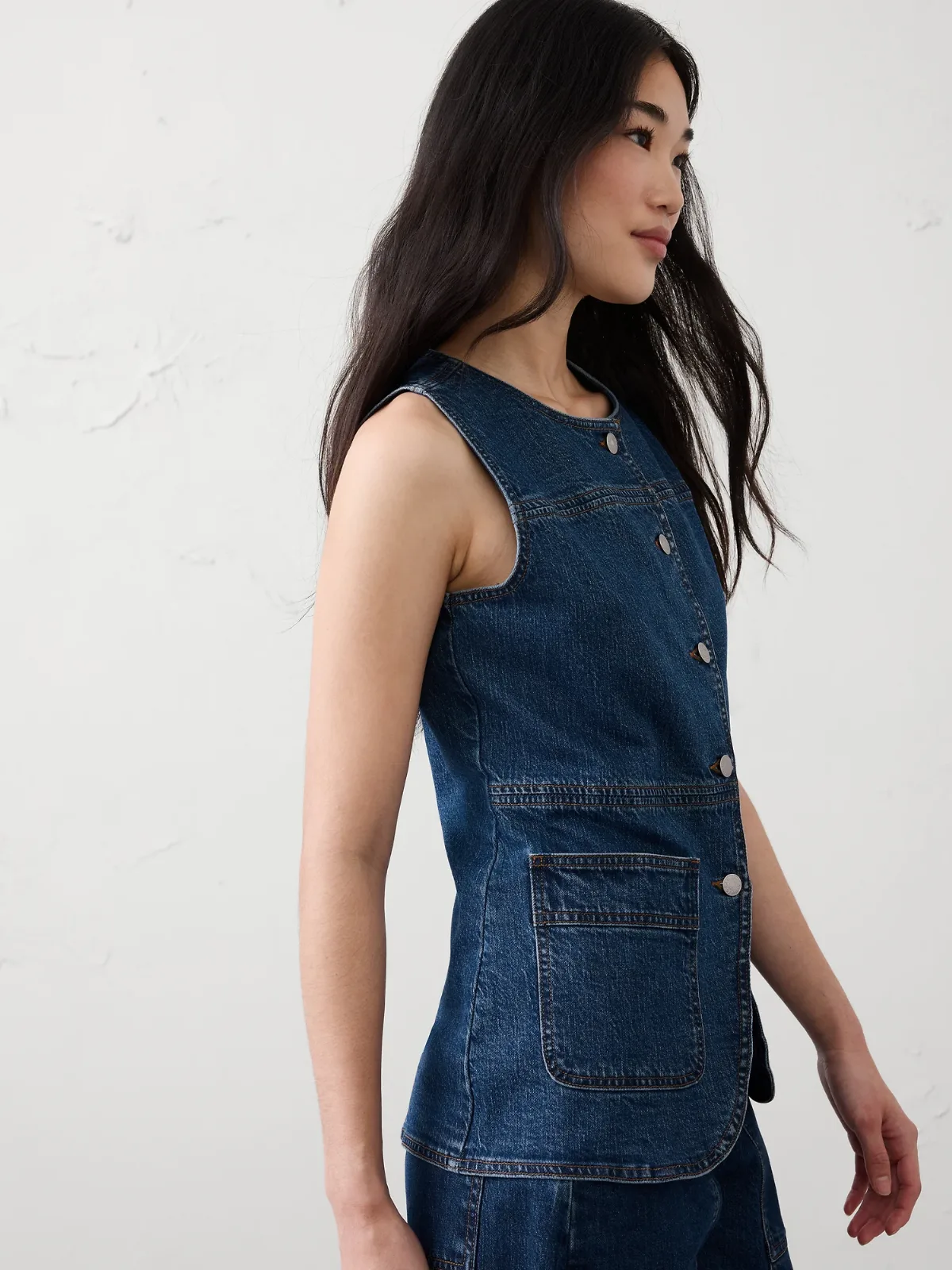 Long Denim Vest by Banana Republic