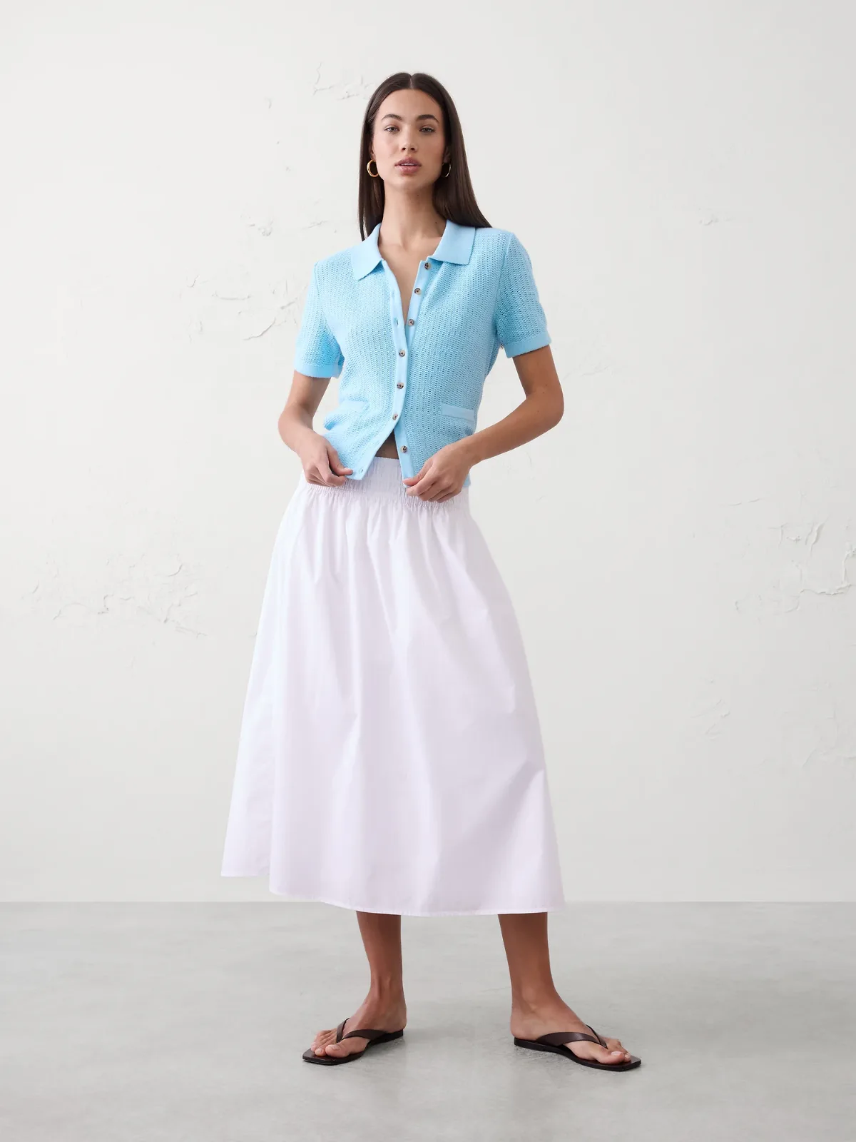Textured Button-Down Sweater Polo by Banana Republic