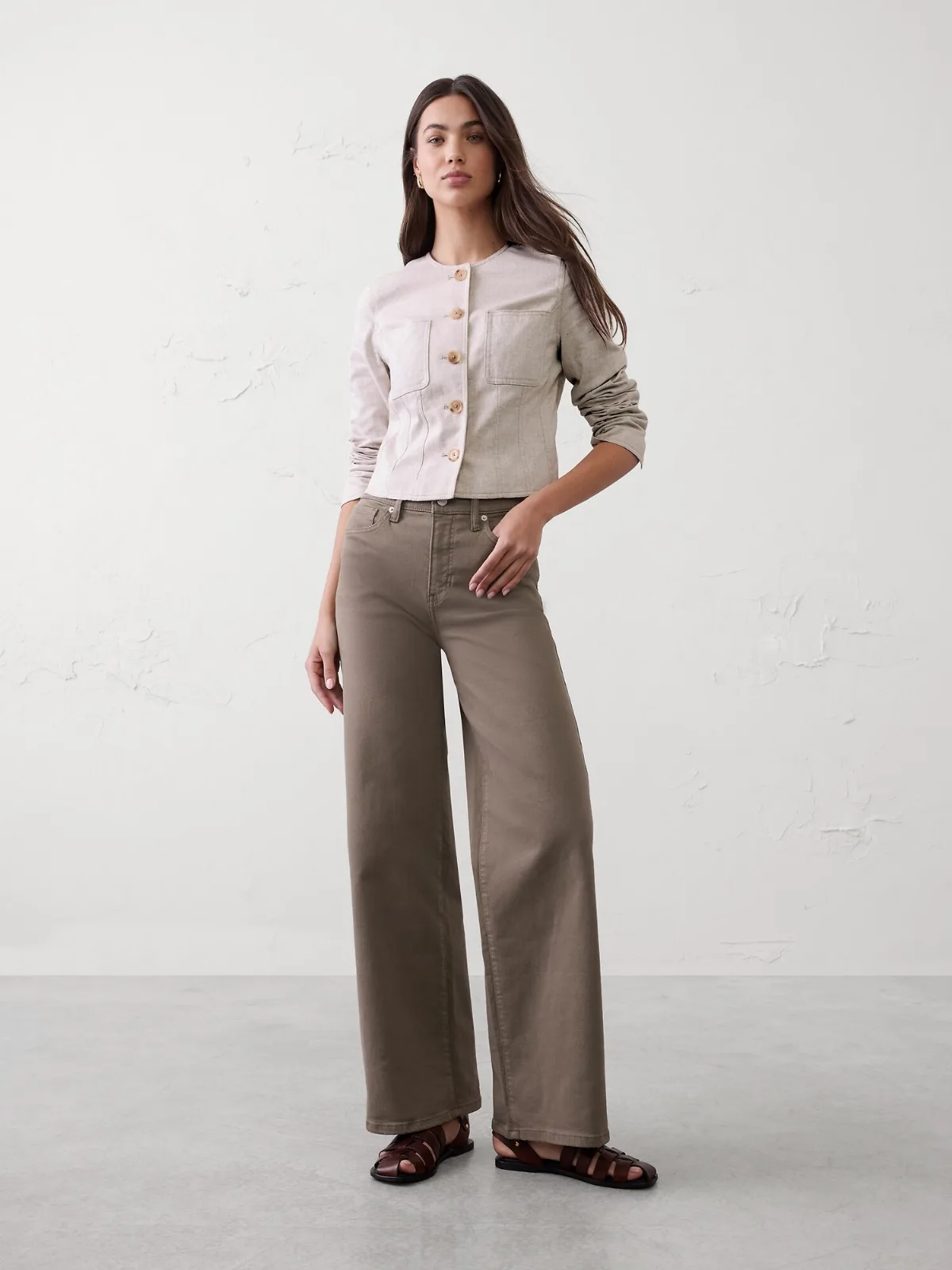 Linen-Blend Tailored Cropped Jacket by Banana Republic