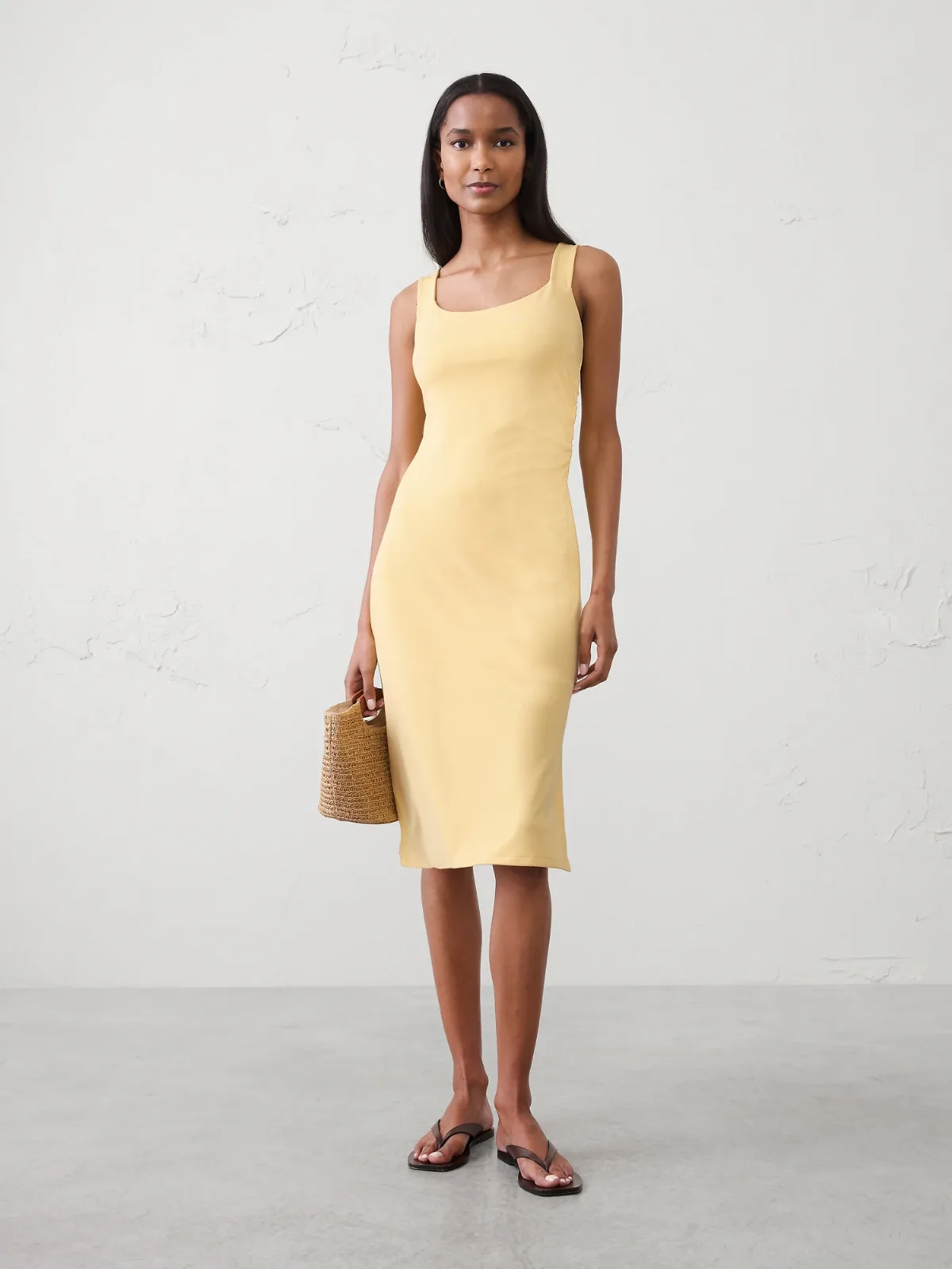 Side-Shirred Tank Midi Dress