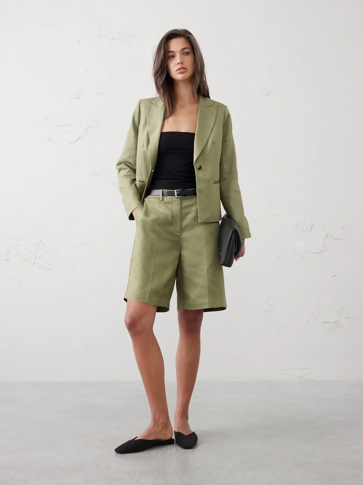 Linen-Tencel Fitted Blazer by Banana Republic