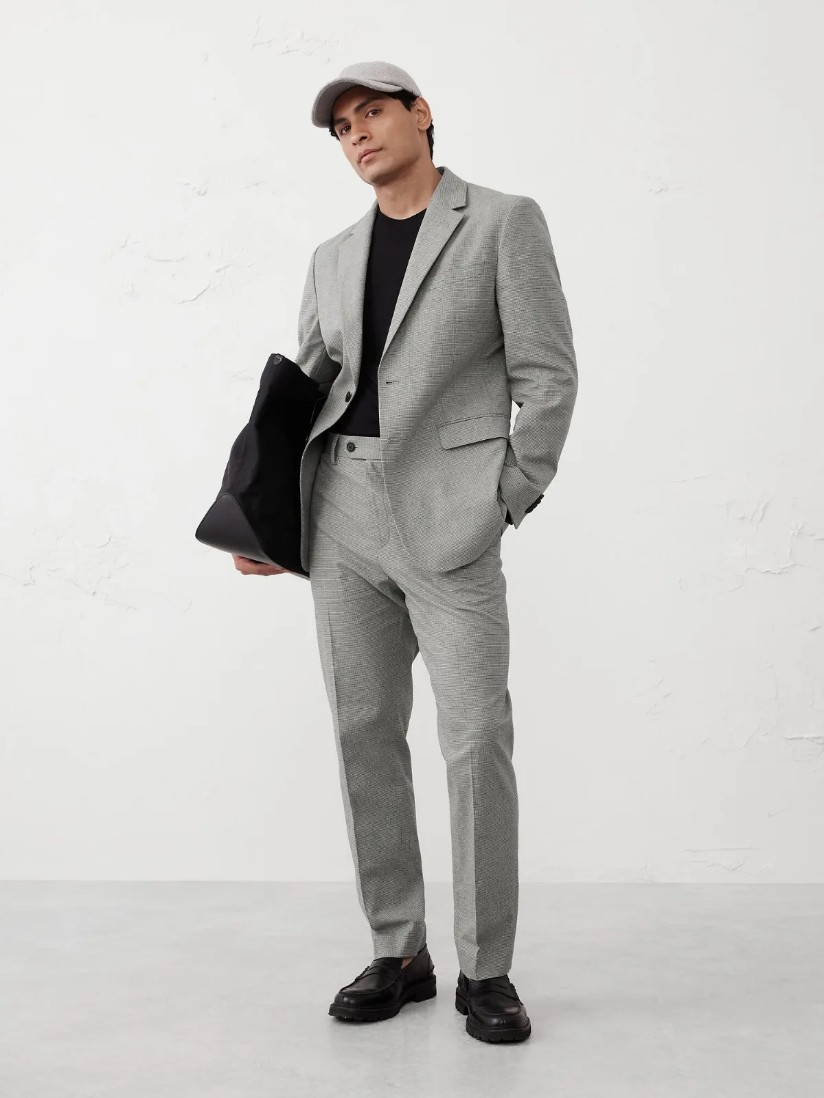 Linen-Blend Mini Houndstooth Suit Trouser by Banana Republic