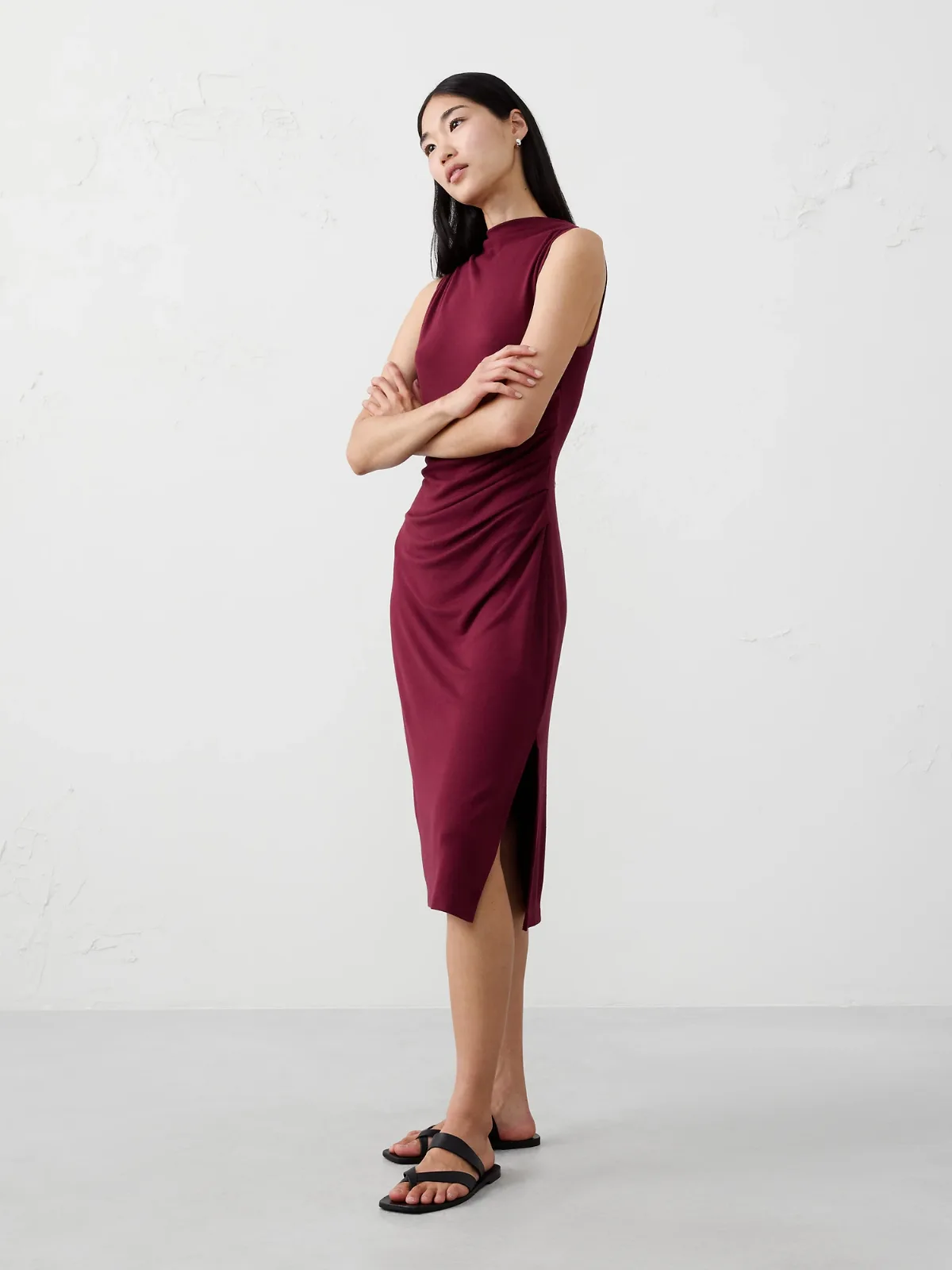 Soft Luxe Bateau-Neck Midi Dress by Banana Republic