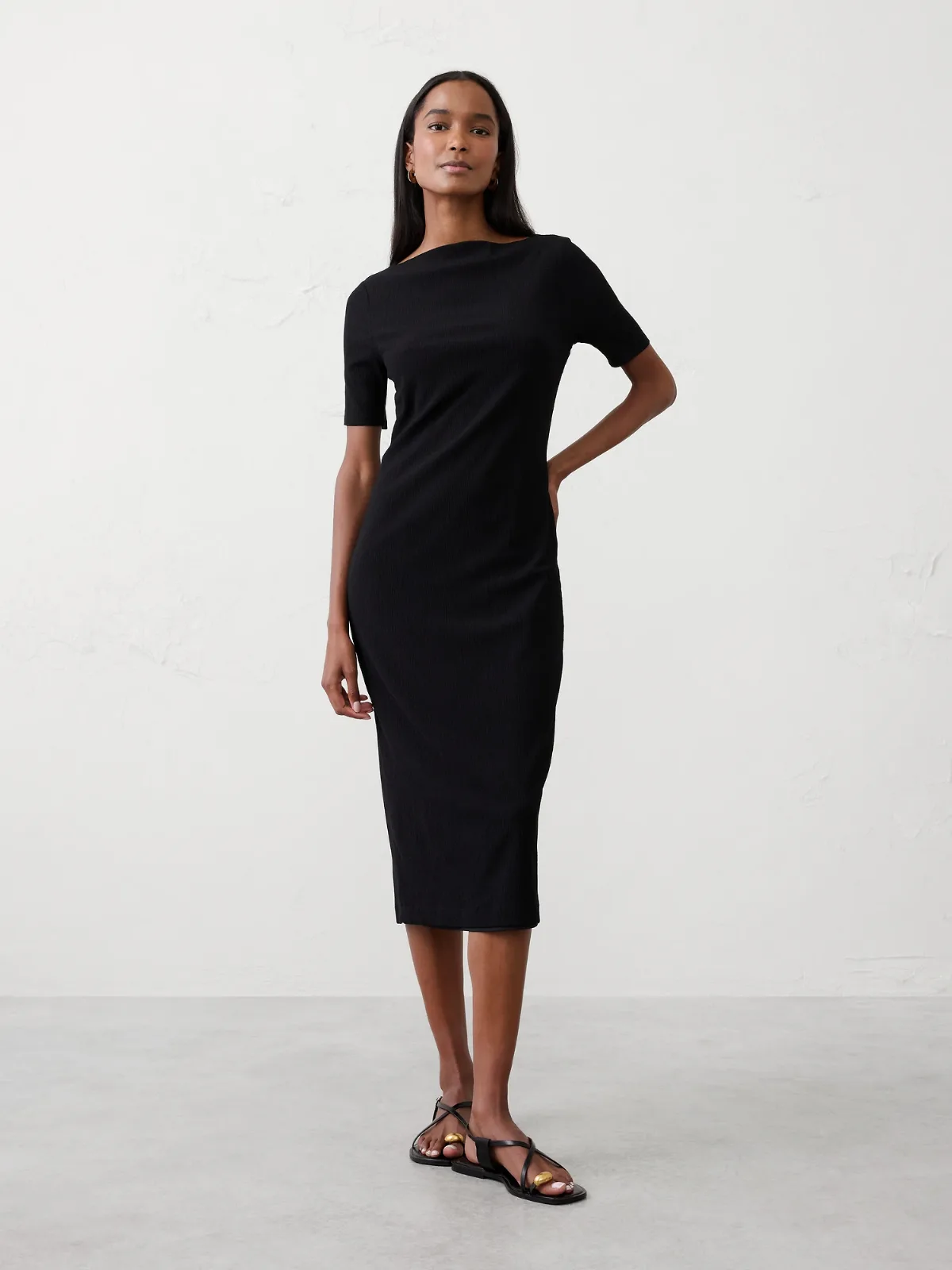 Crinkle Knit Midi Dress by Banana Republic