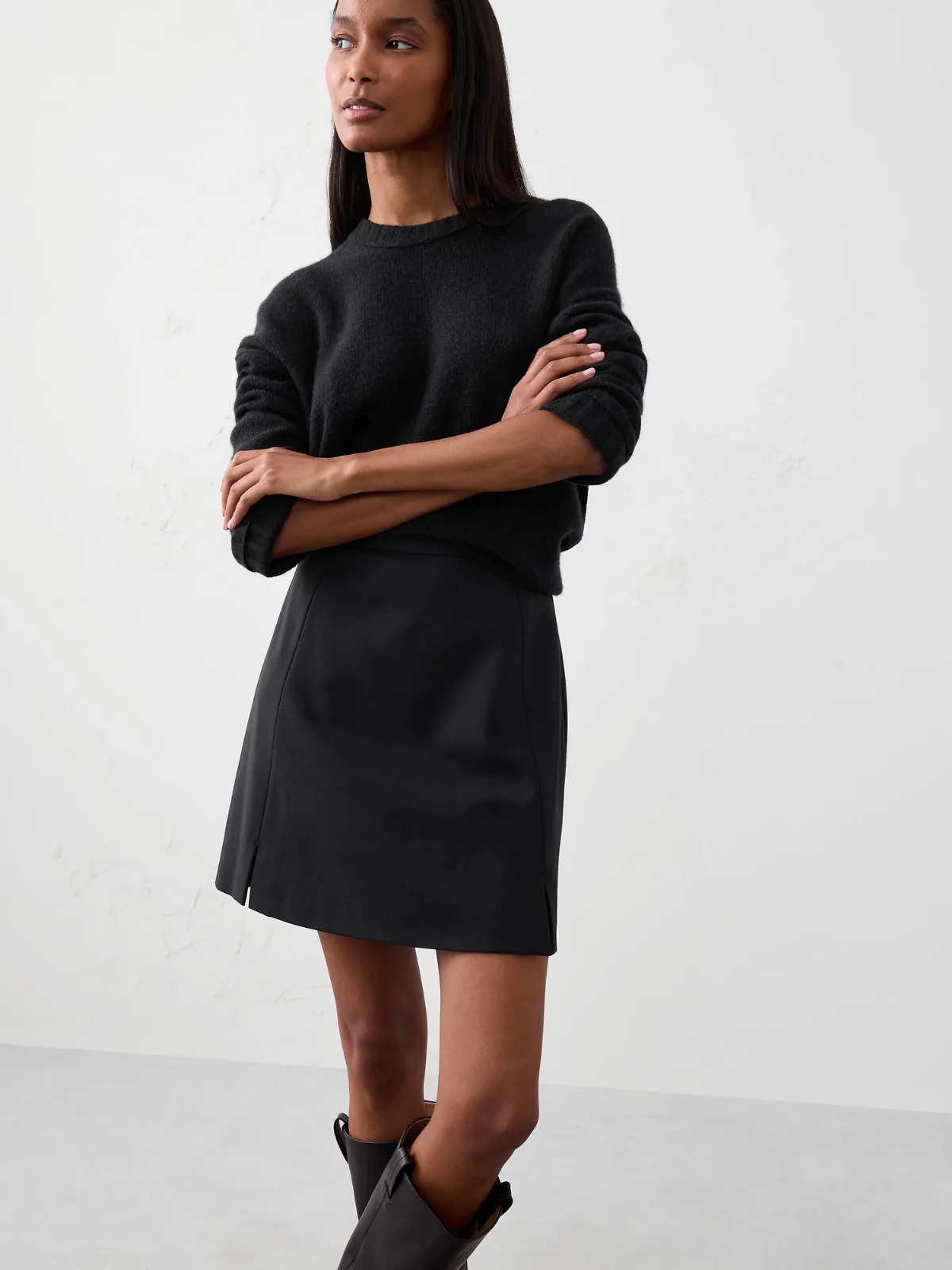Ponte Slit Mini Skirt by Banana Republic