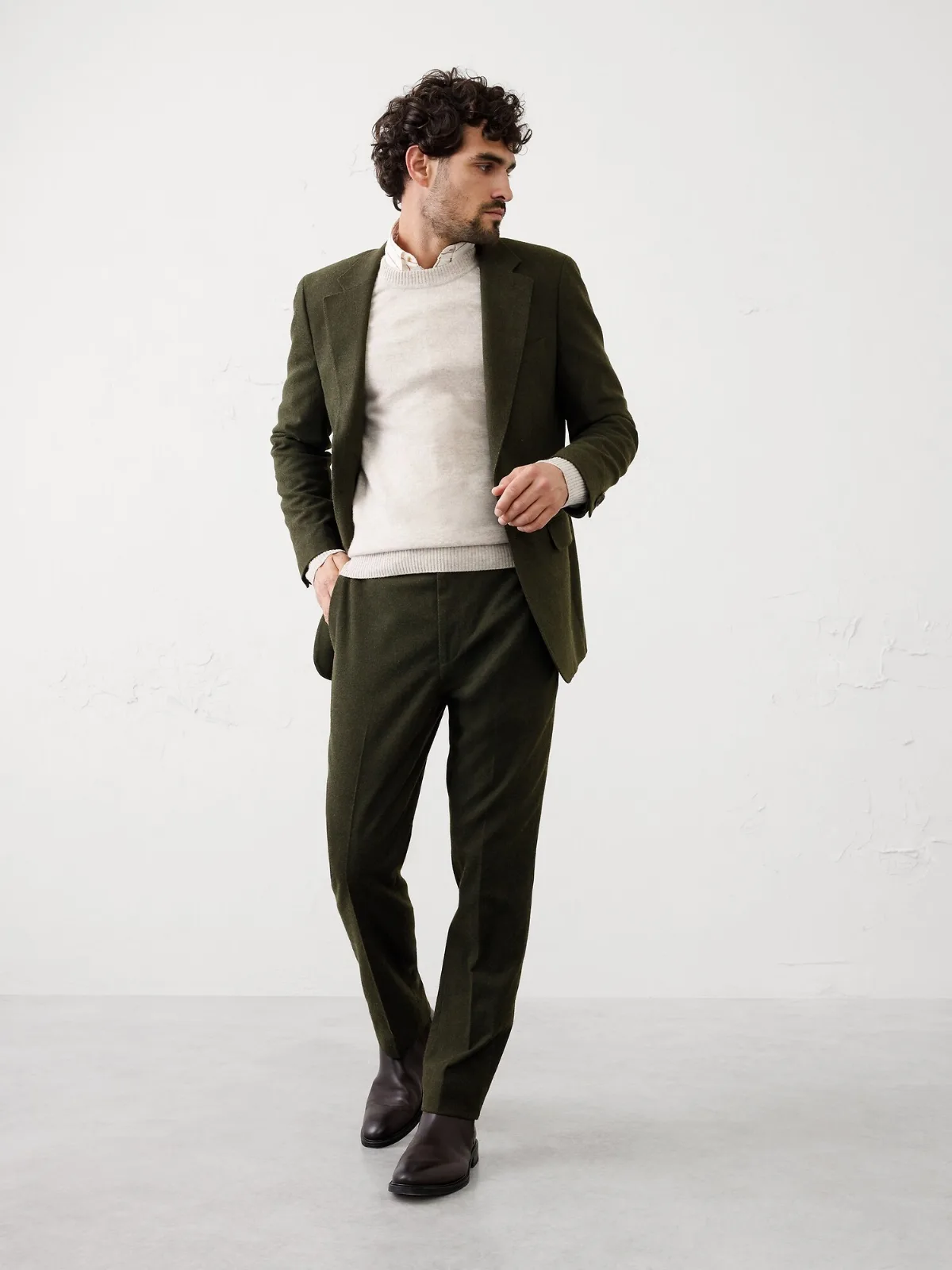 Flannel Herringbone Suit Trouser by Banana Republic