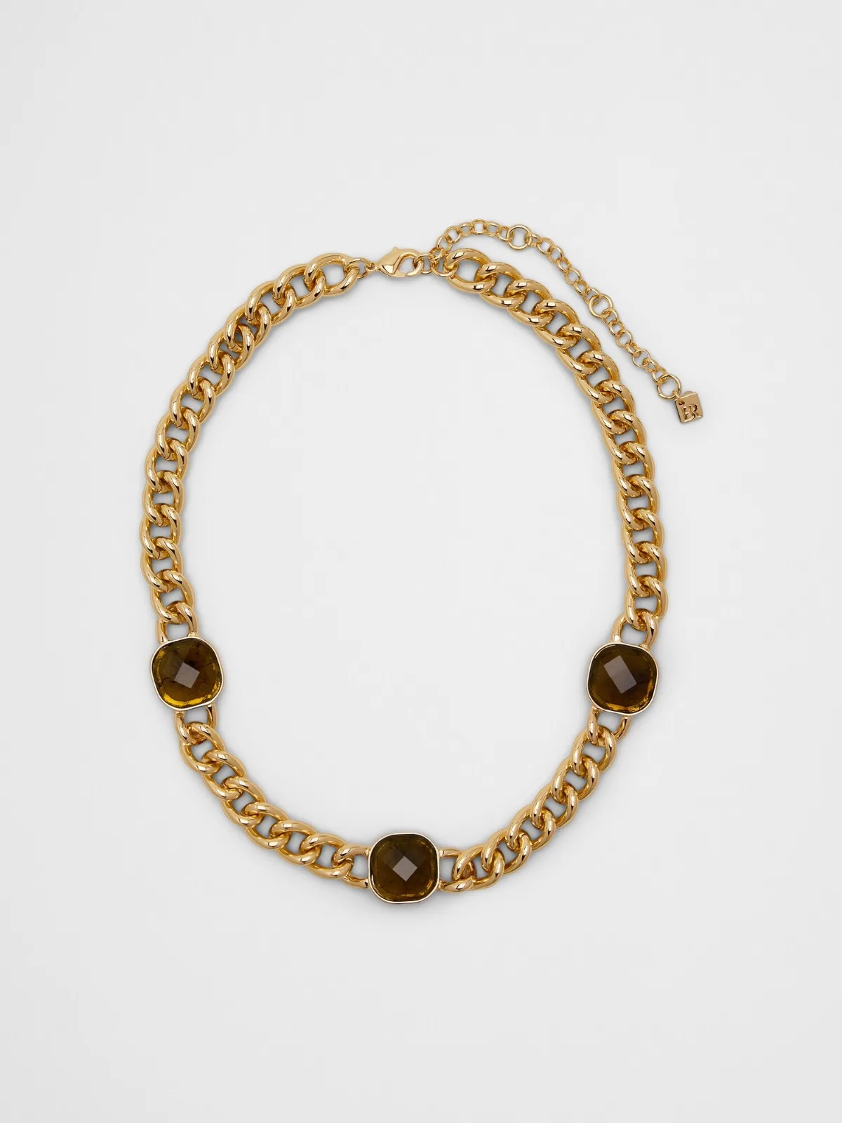 3 Stone Faceted Statement Necklace