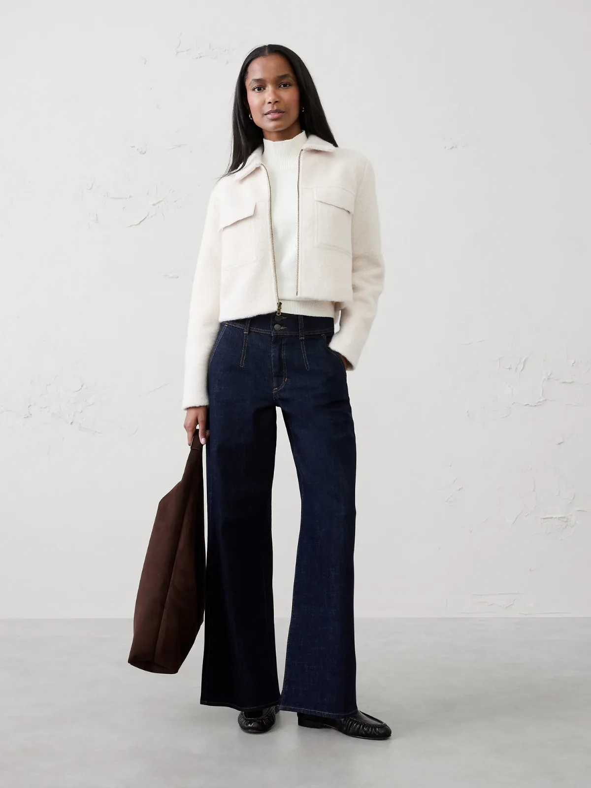 Wide-Leg High-Rise Darted Trouser Jean