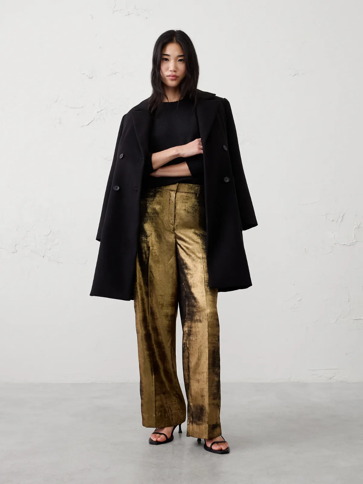 Metallic Wide-Leg Pant by Banana Republic