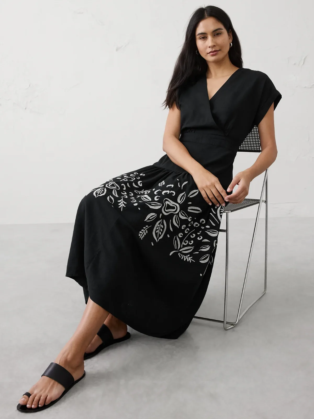 Embroidered Tiered Midi Dress by Banana Republic