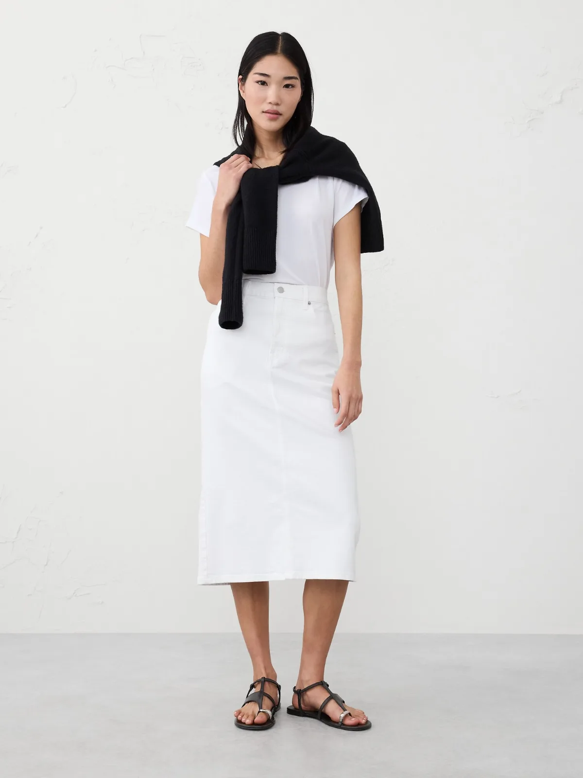 Denim Midi Pencil Skirt