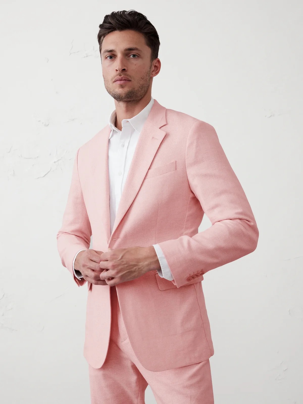 Linen-Blend Herringbone Suit Jacket by Banana Republic