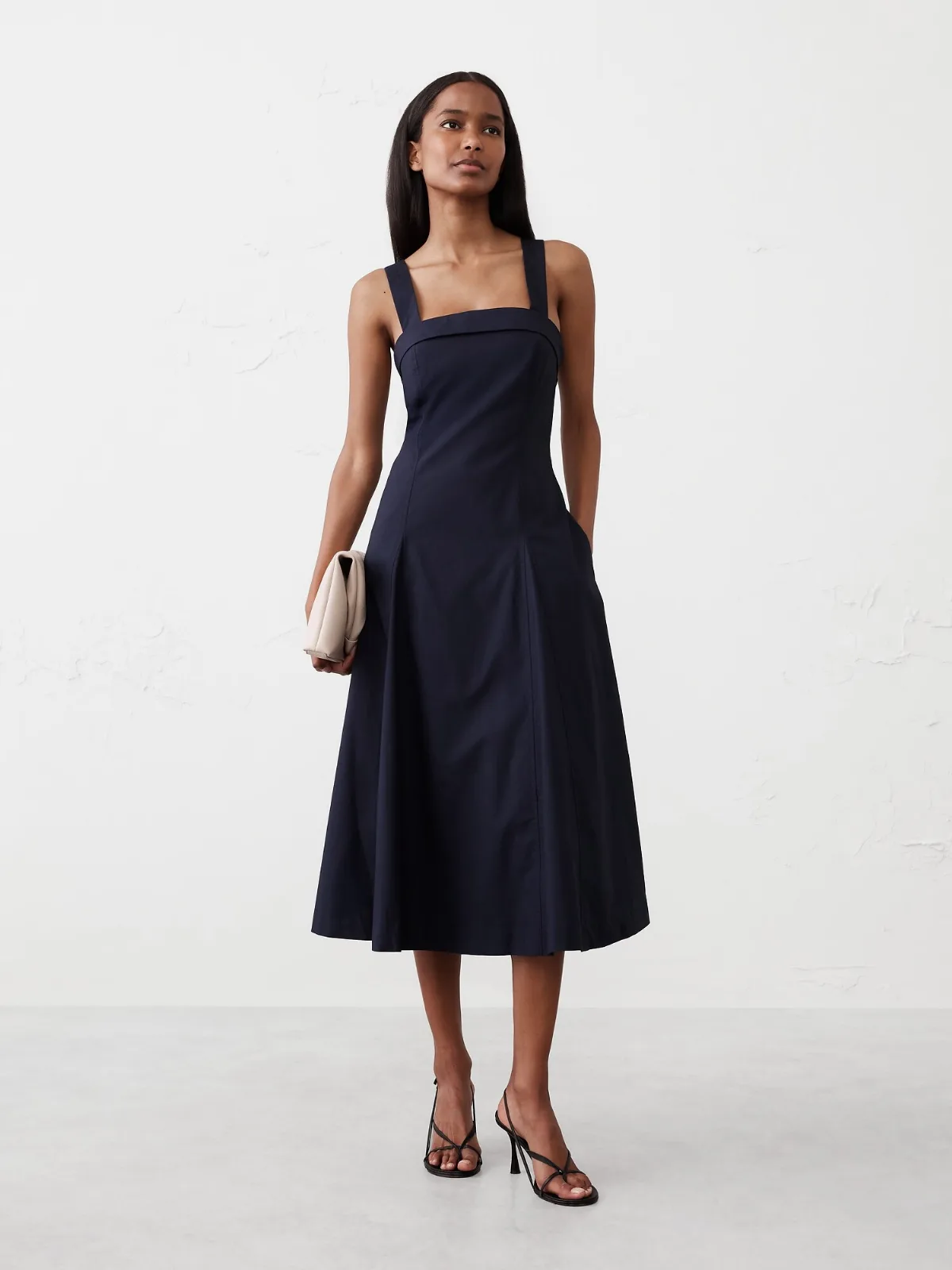 Poplin Cross-Back Midi Dress by Banana Republic