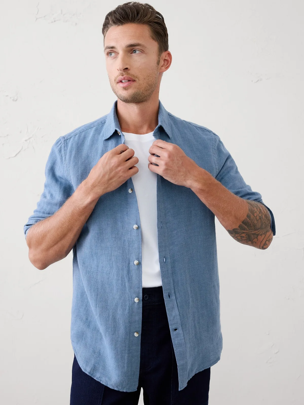 Slim-Fit Linen-Blend Shirt by Banana Republic