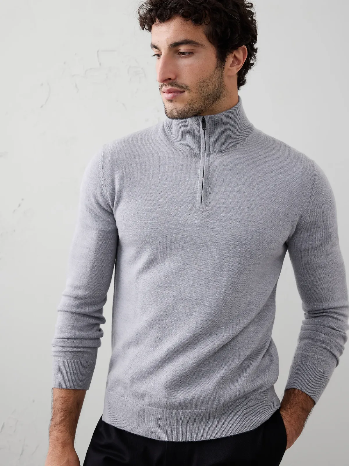 Merino Wool Quarter-Zip Sweater by Banana Republic