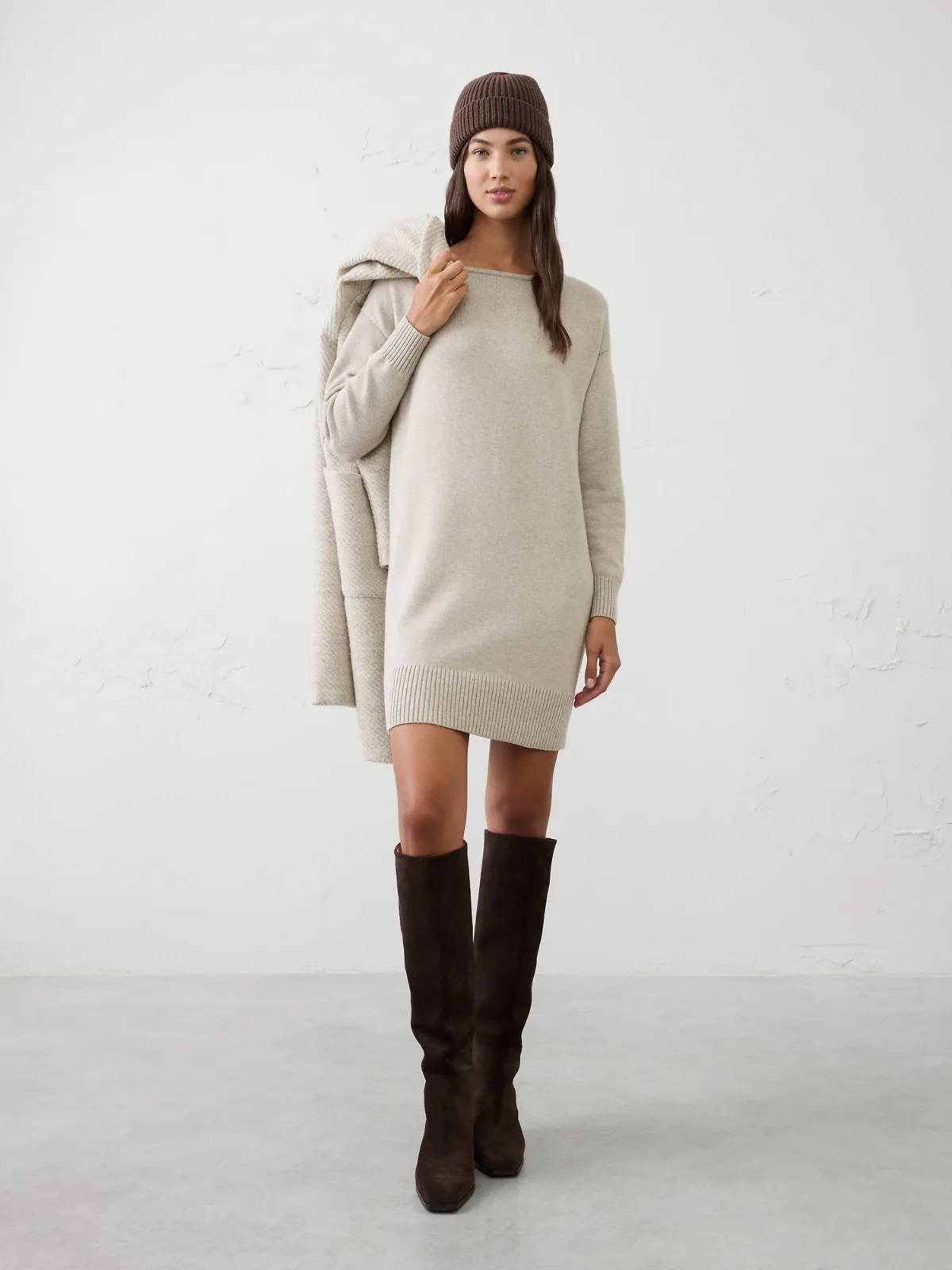 Boatneck Mini Sweater Dress by Banana Republic