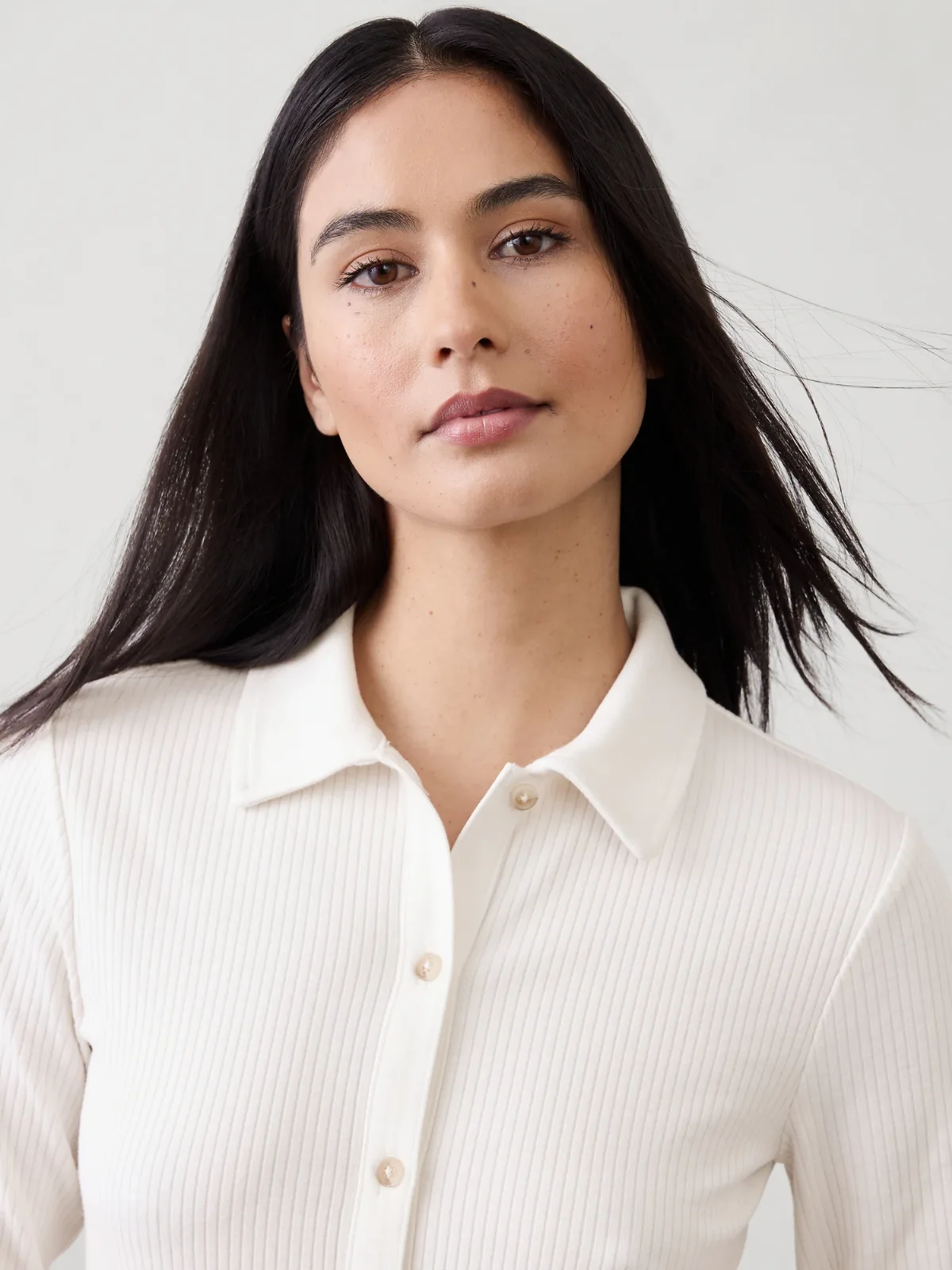 Brushed Ribbed Button Top by Banana Republic