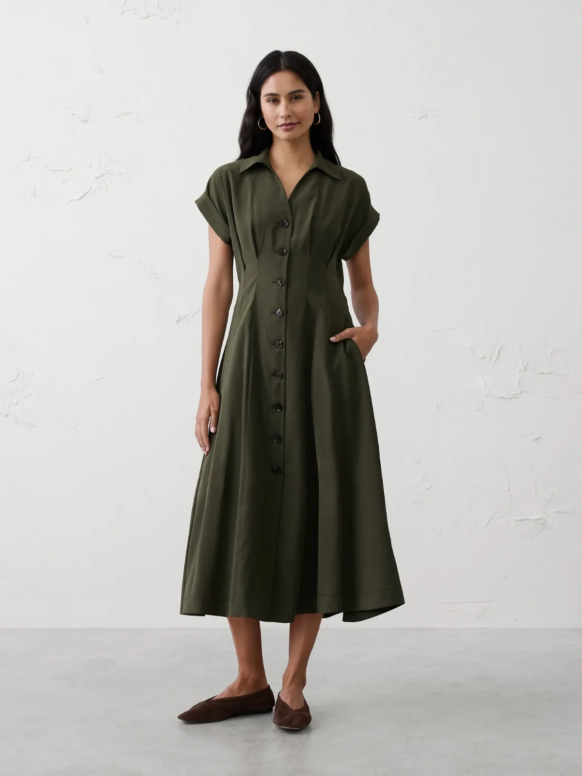 Twill Midi Shirtdress by Banana Republic
