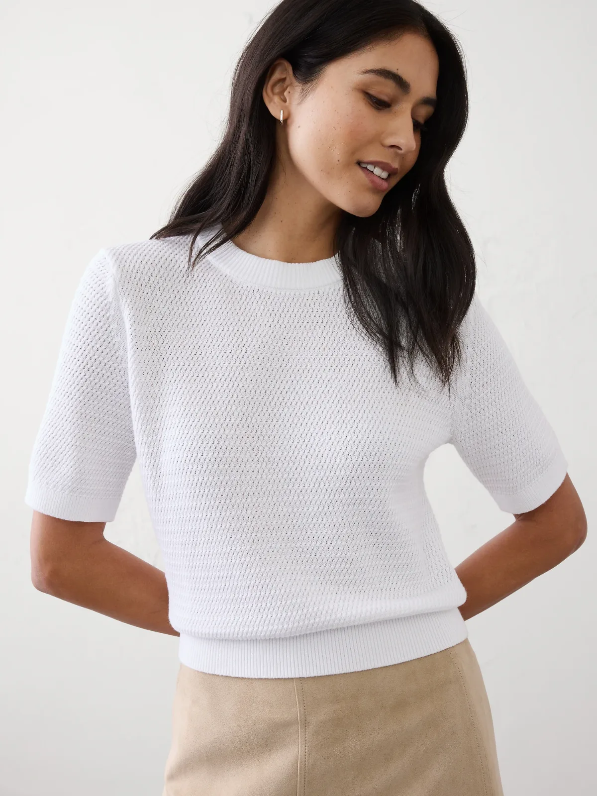 Texture Stitch Cropped Sweater