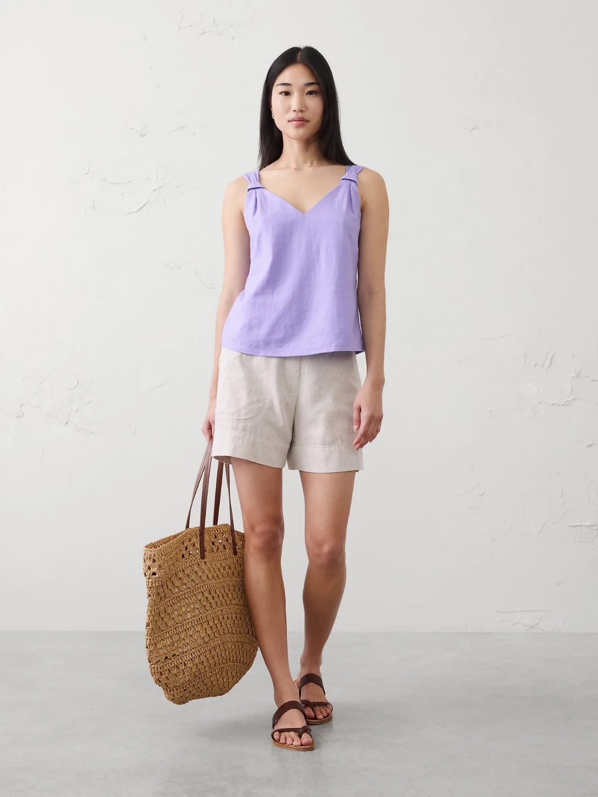 Linen-Blend Knotted Top by Banana Republic