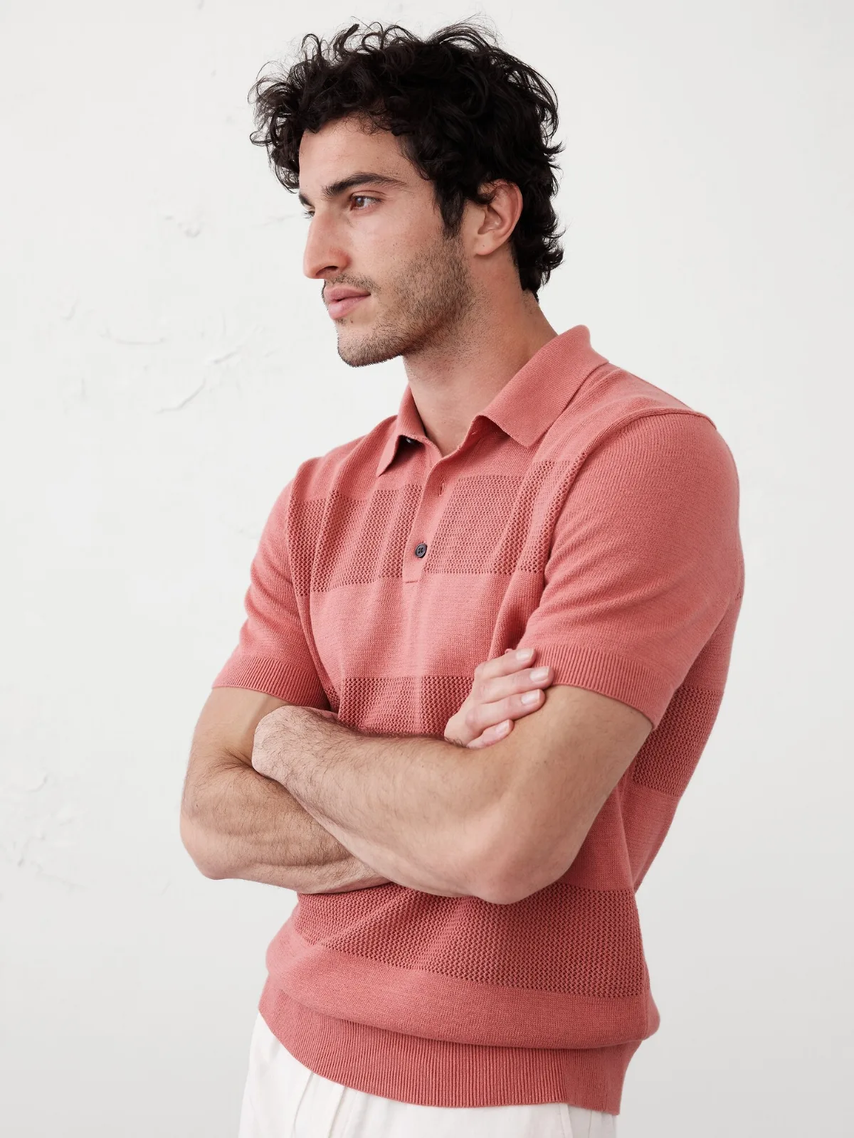 Mesh Striped Polo by Banana Republic