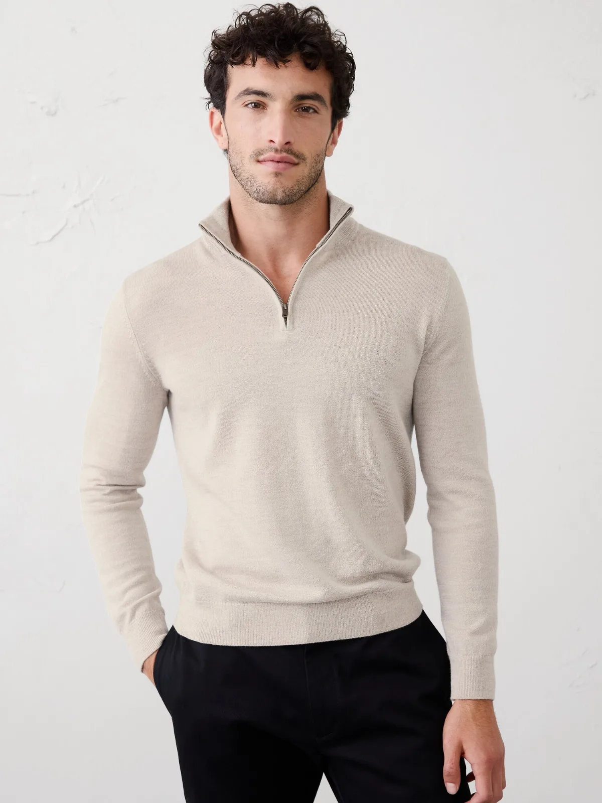 Merino Wool Quarter-Zip Sweater by Banana Republic
