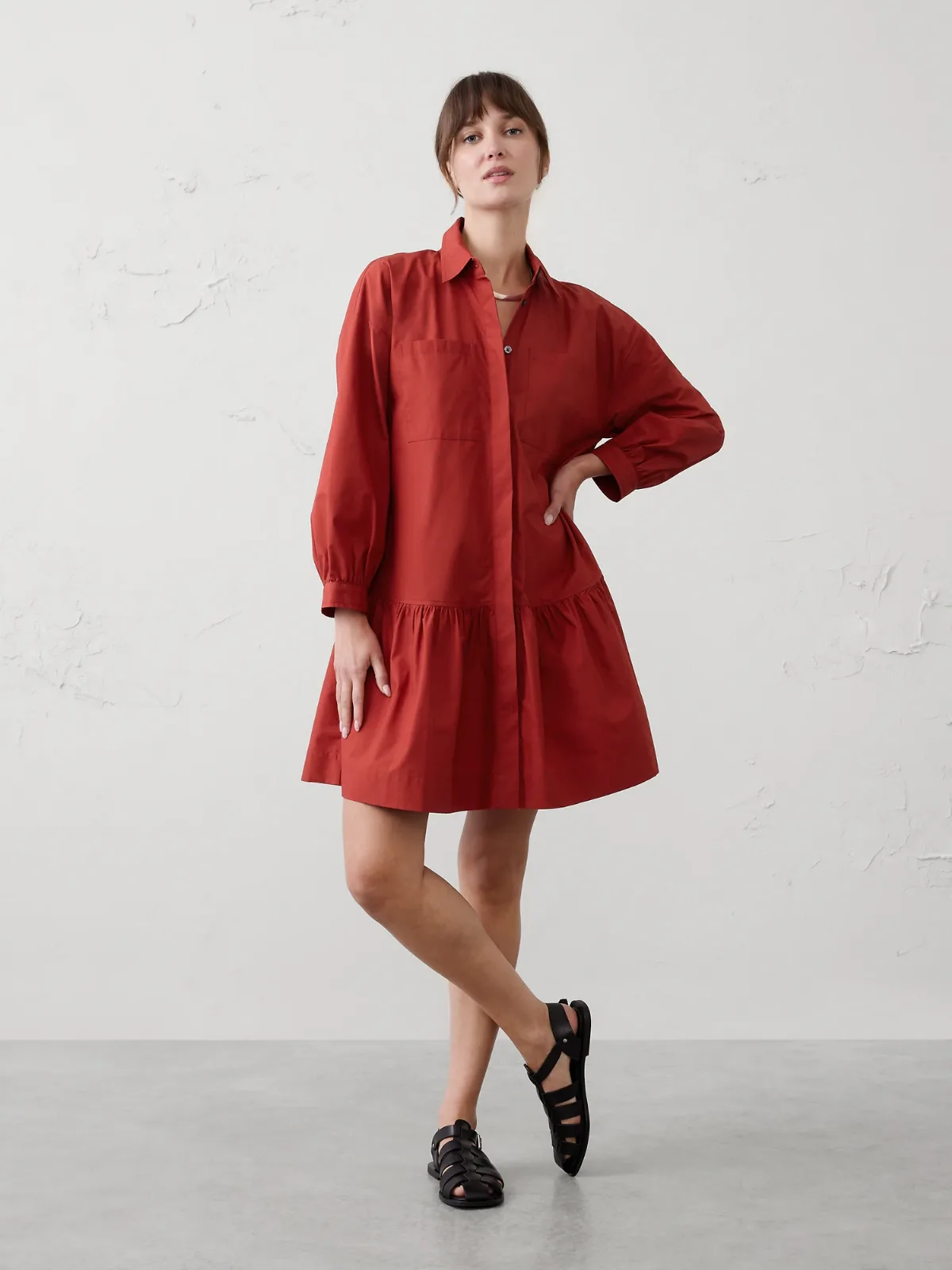 Puff-Sleeve Tiered Mini Dress by Banana Republic