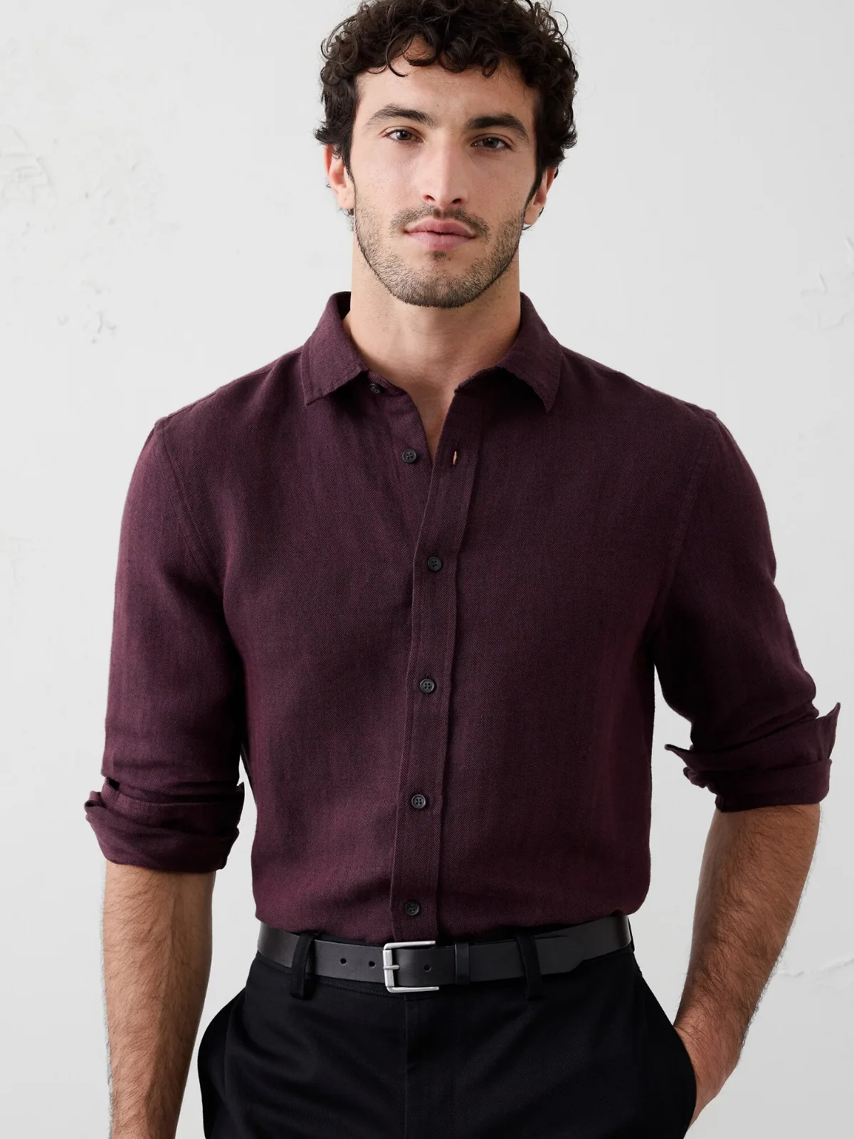 Slim-Fit Linen-Blend Shirt by Banana Republic