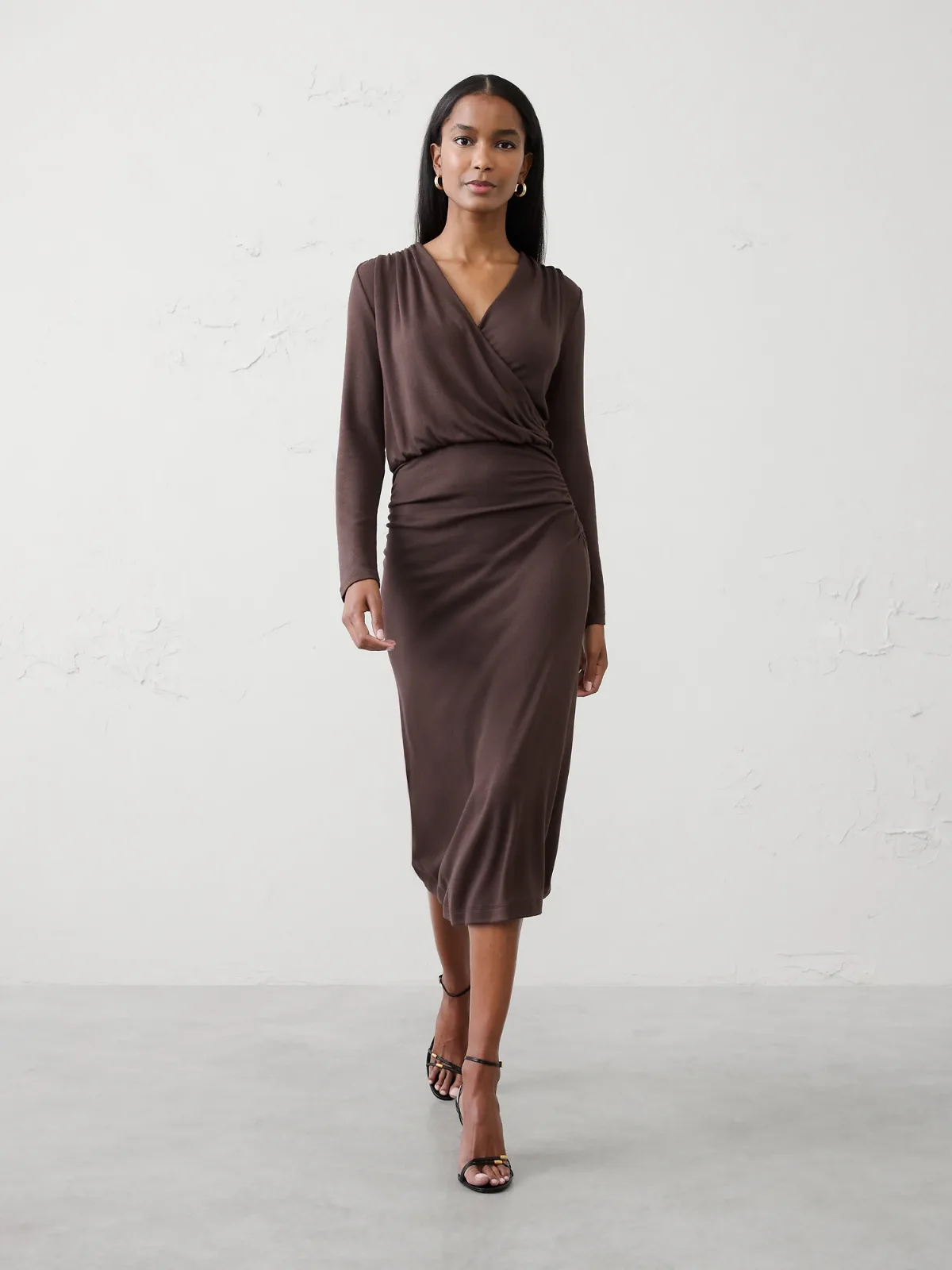 Soft Luxe Knit Wrap Midi Dress