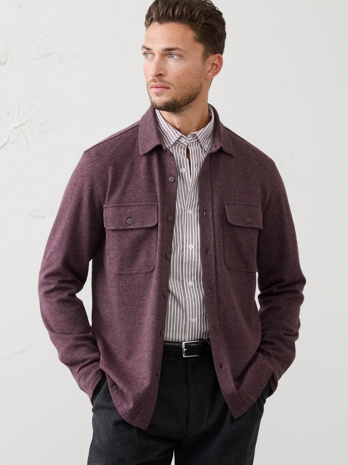 Standard-Fit Knit Chamois Shirt by Banana Republic