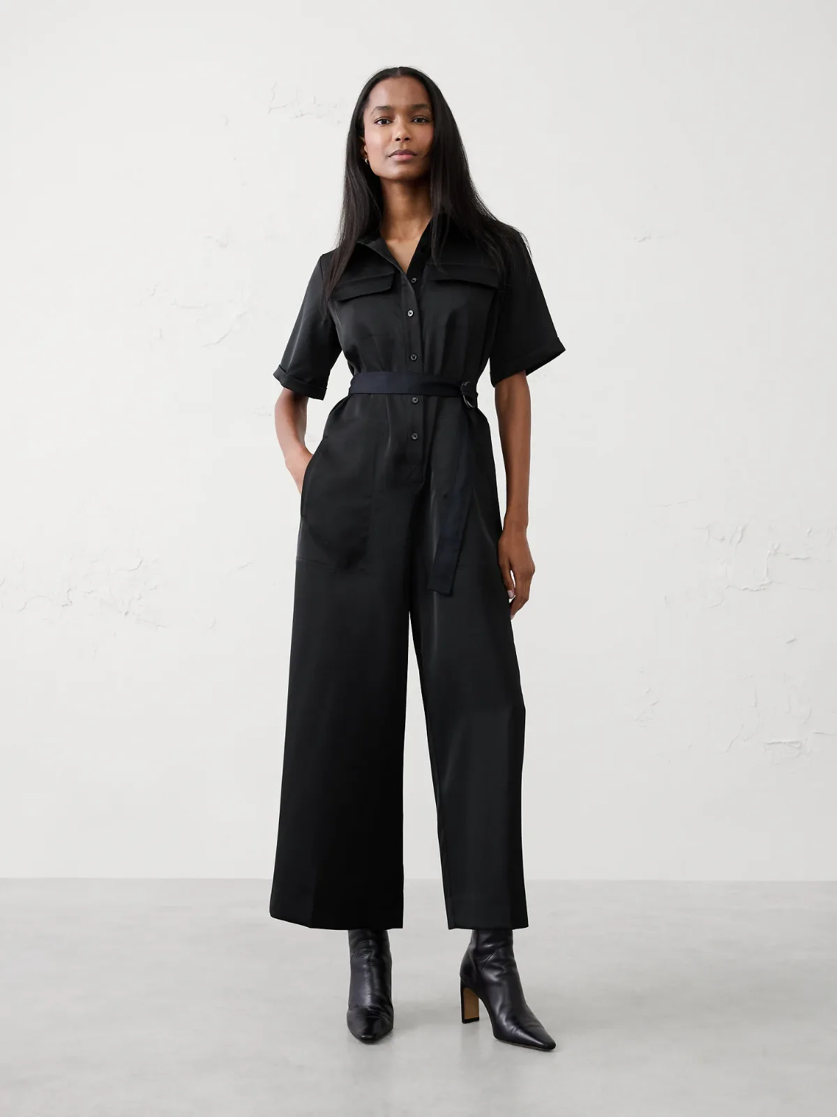 Satin Utility Jumpsuit