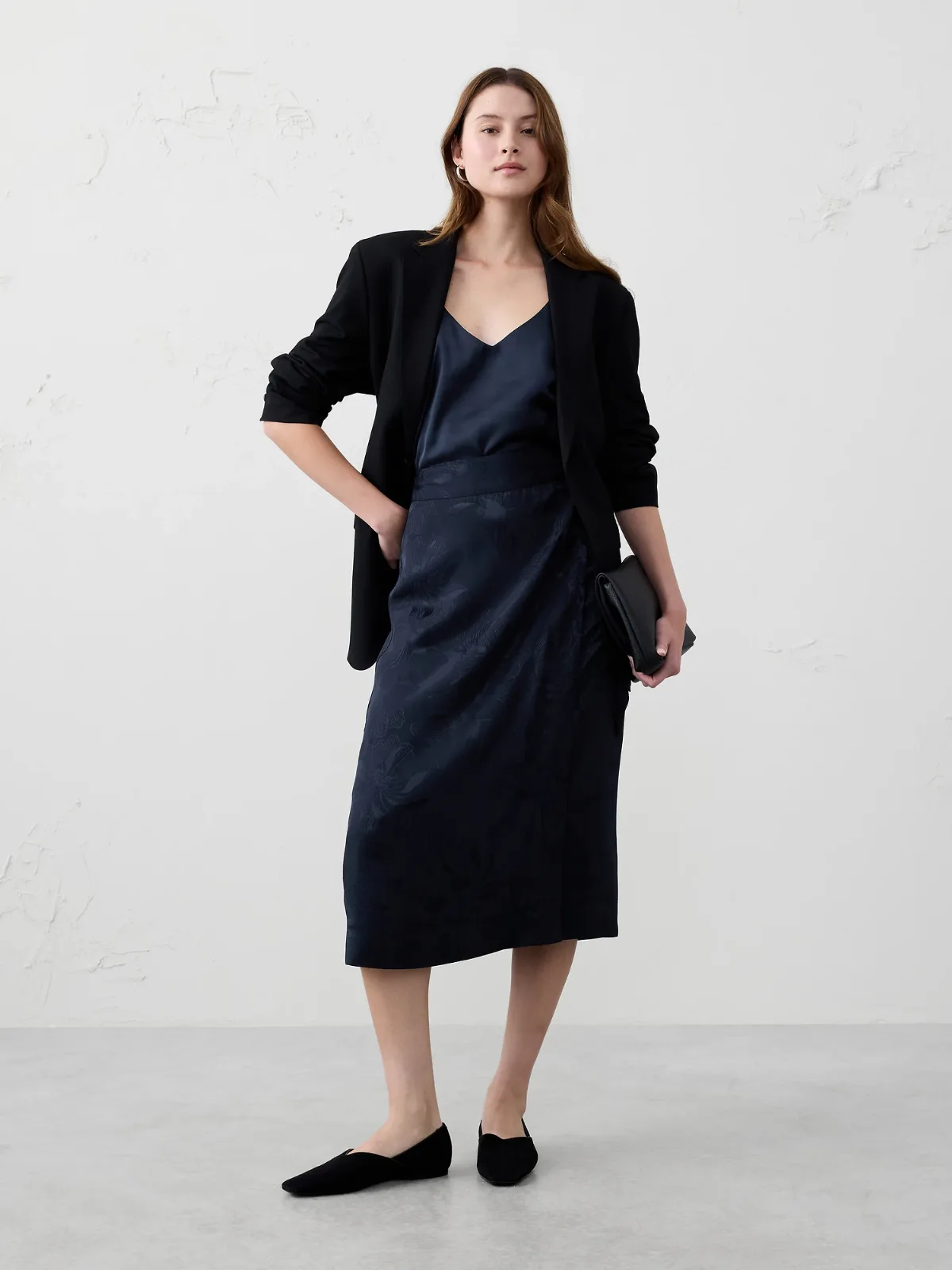 Jacquard Wrap Midi Skirt by Banana Republic