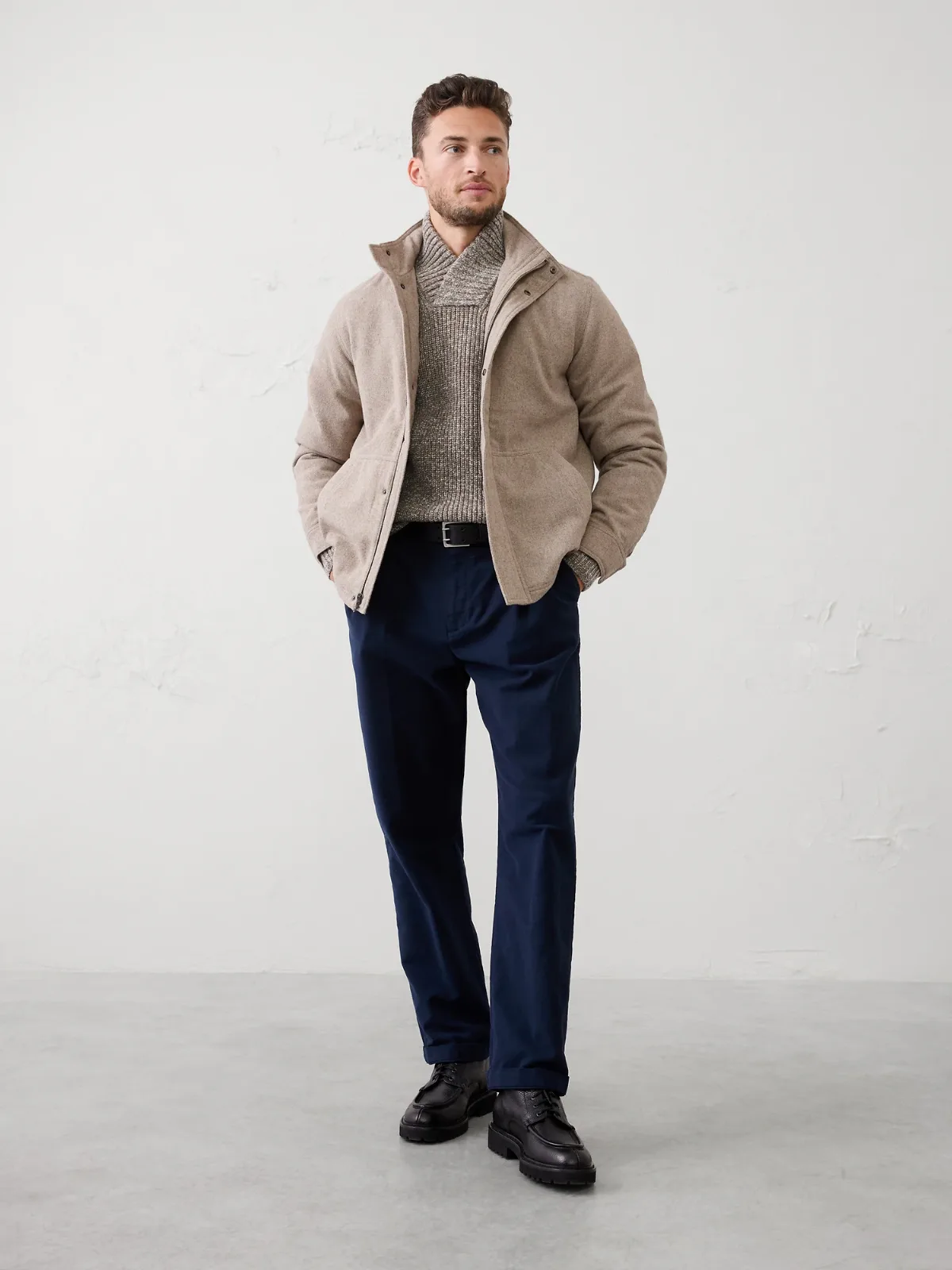 Wool-Blend Mock-Neck Jacket by Banana Republic